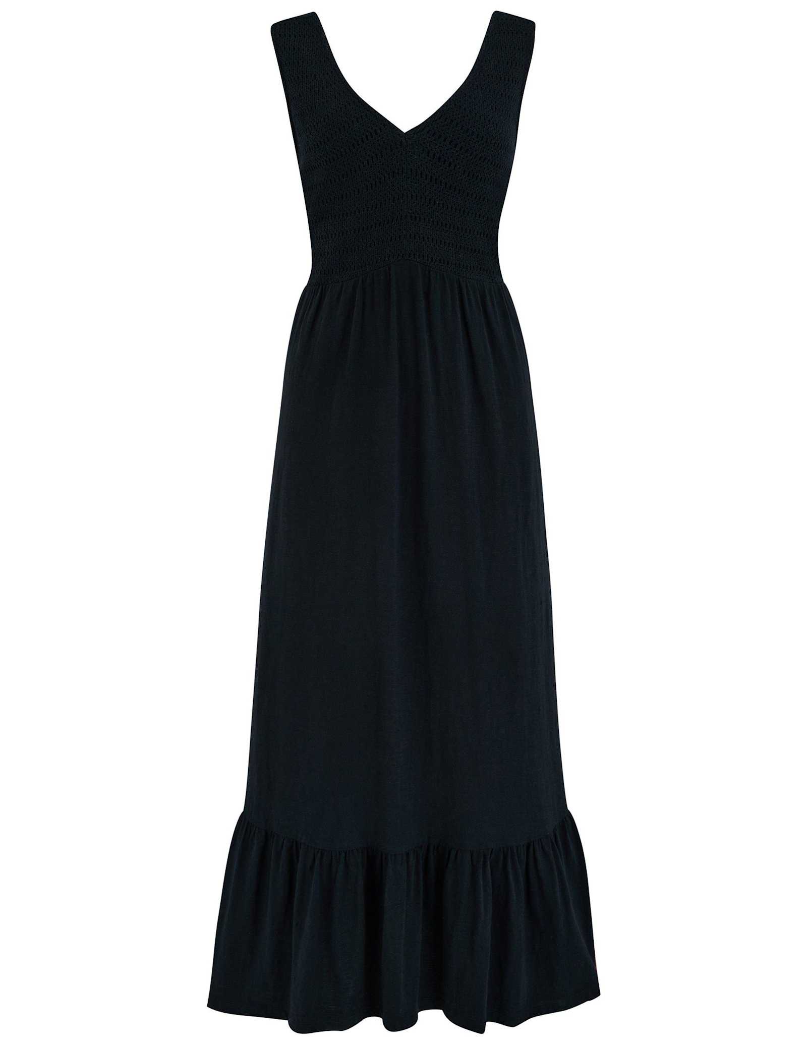 Pure Cotton Textured V-Neck Midi Tiered Dress - image 1