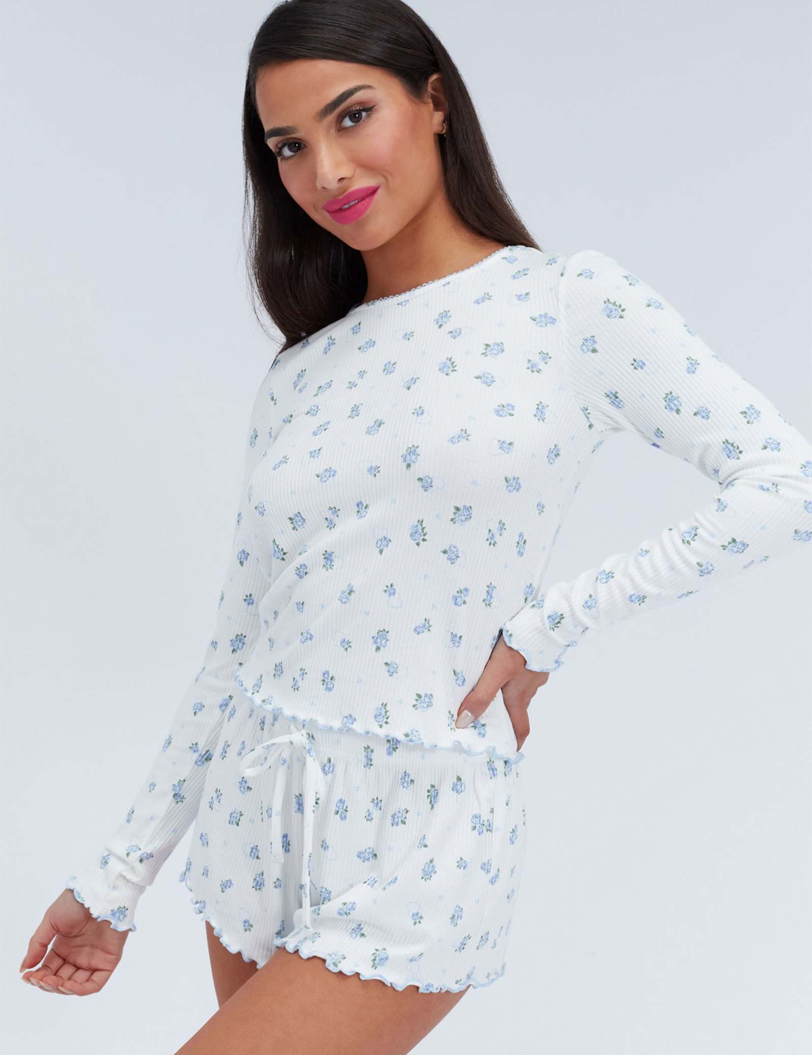 Floral Ribbed Shortie Set - image 5