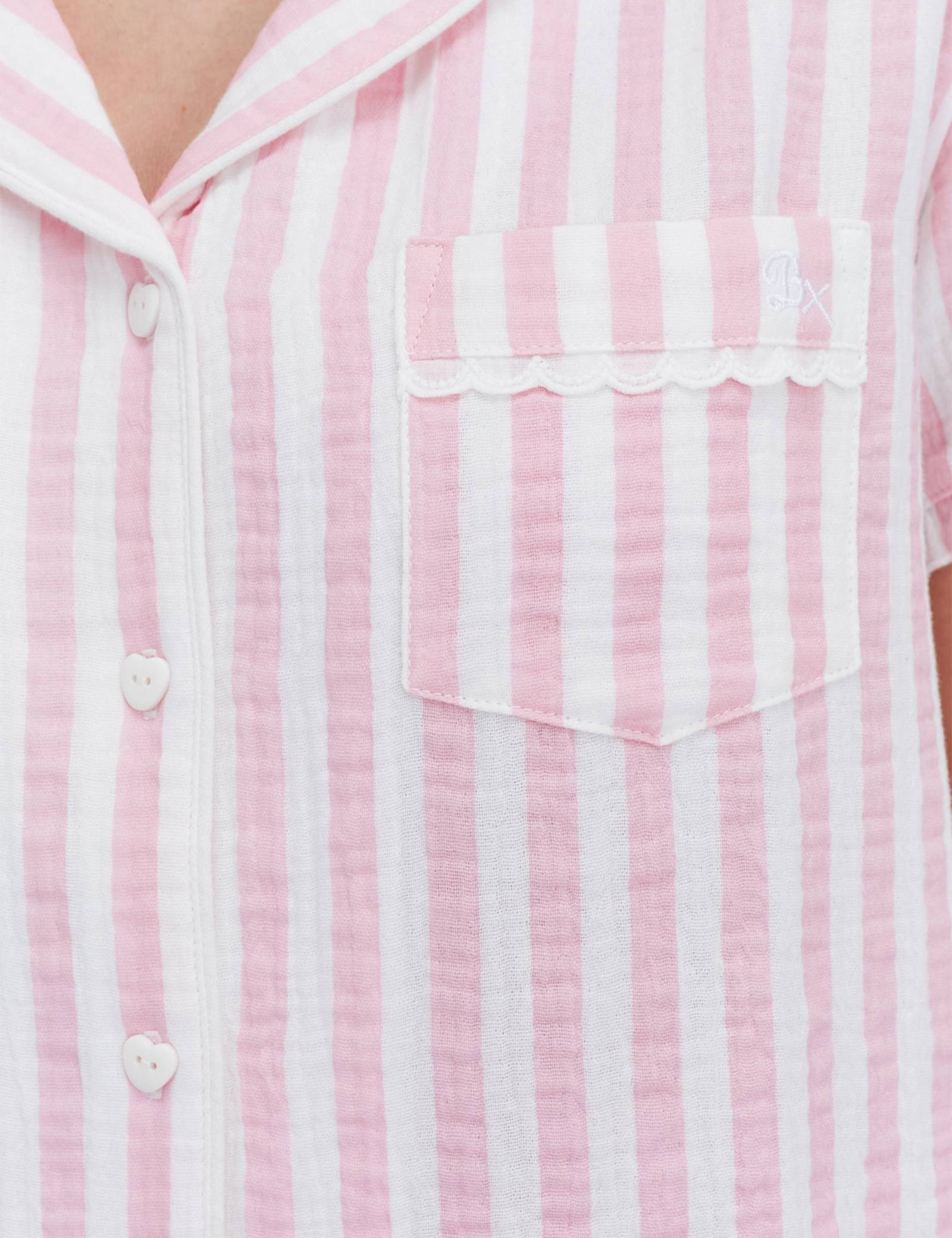 Pure Cotton Striped Revere Shortie Set - image 3