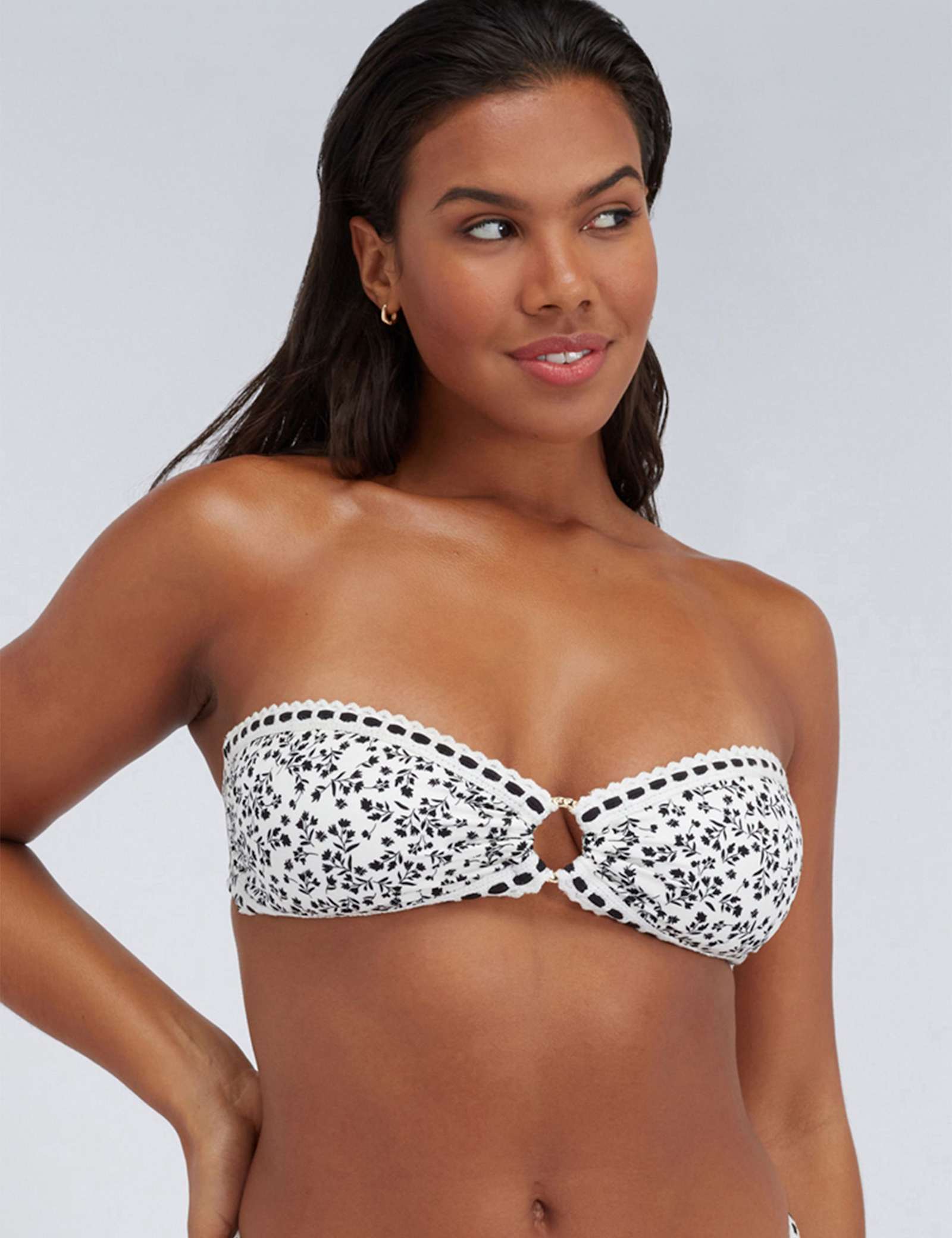 Samoa Floral Lace Trim Bandeau Bikini Top - image 4