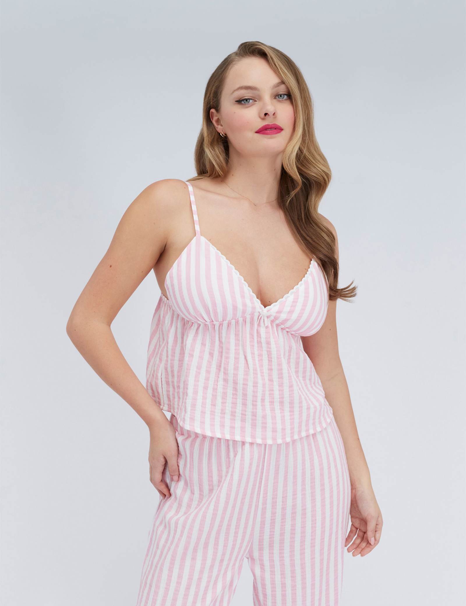 Pure Cotton Striped Cami Pyjama Set - image 1