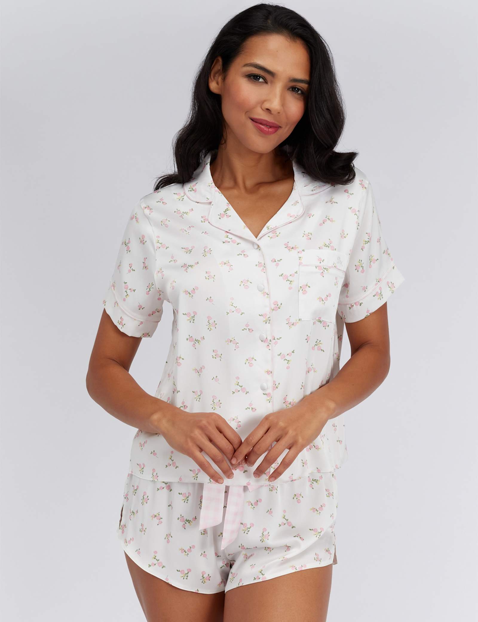 Satin Floral Short Pyjama Set - image 1