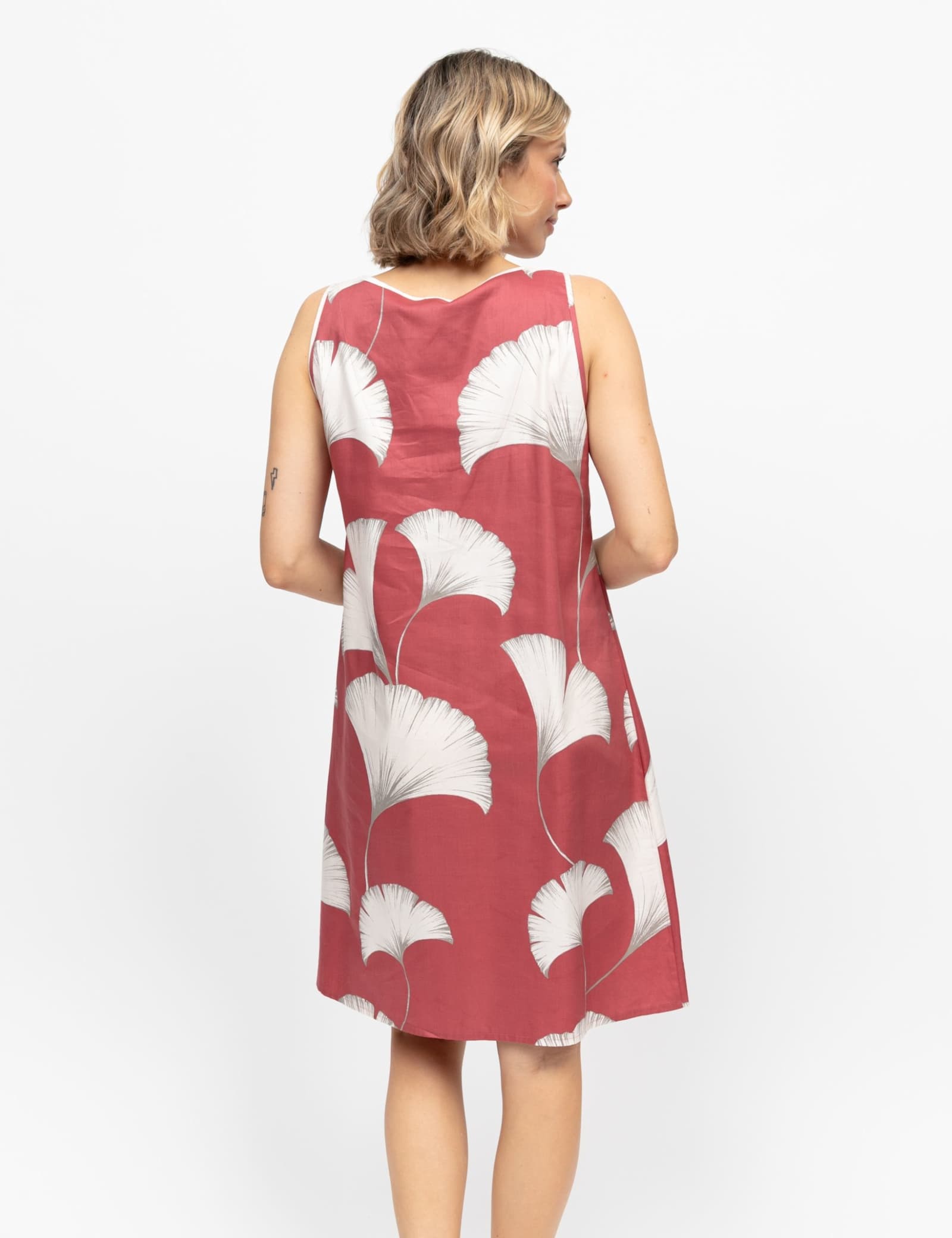 Cotton Rich Leaf Print Short Nightdress - image 3