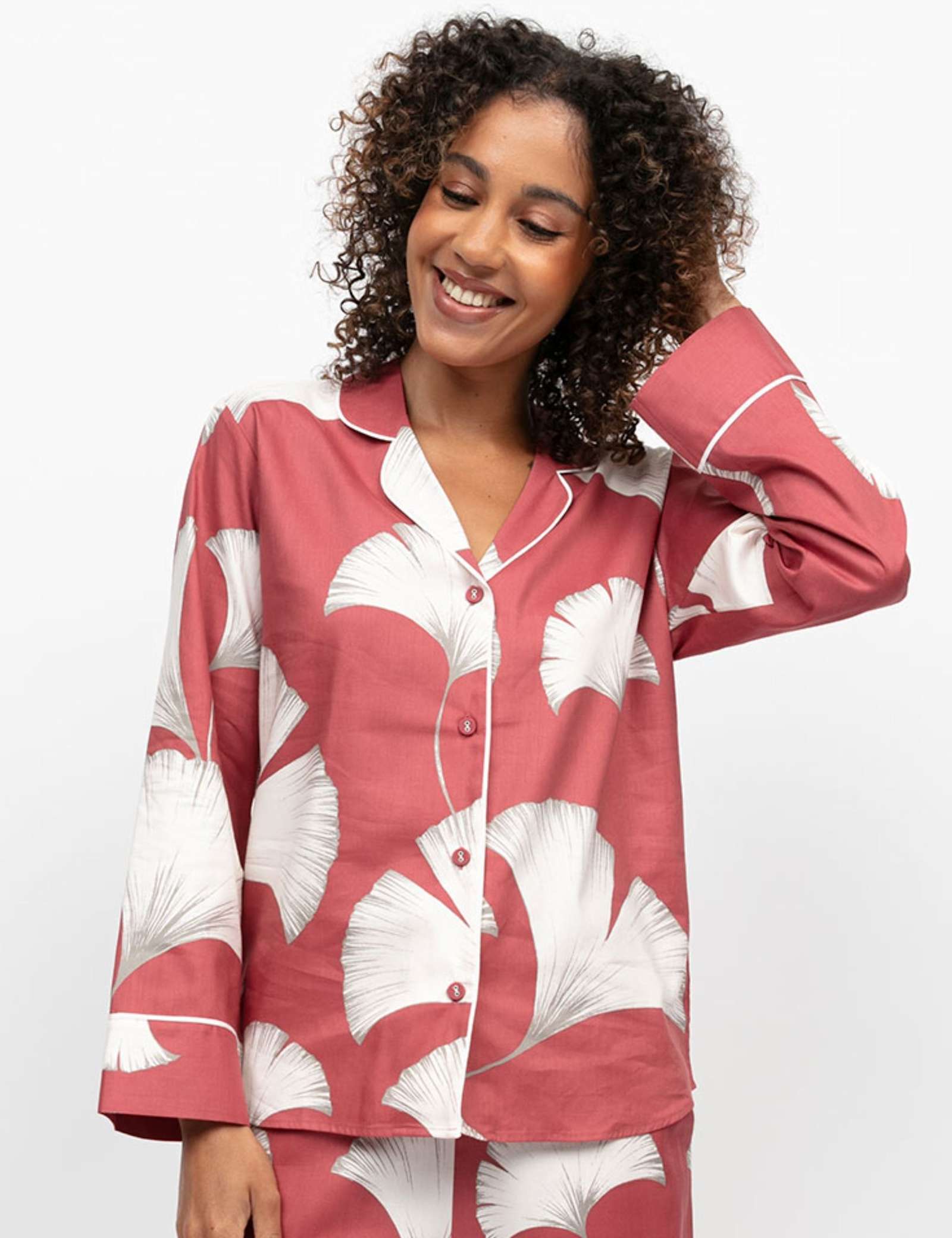 Cotton Modal Leaf Print Pyjama Top - image 4