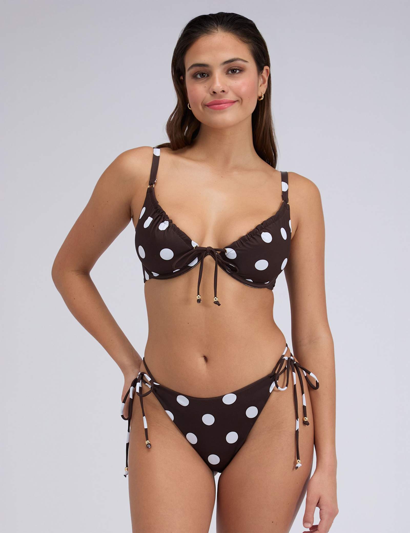 Ibiza Polka Dot Wired Plunge Bikini Top (B-G) - image 5