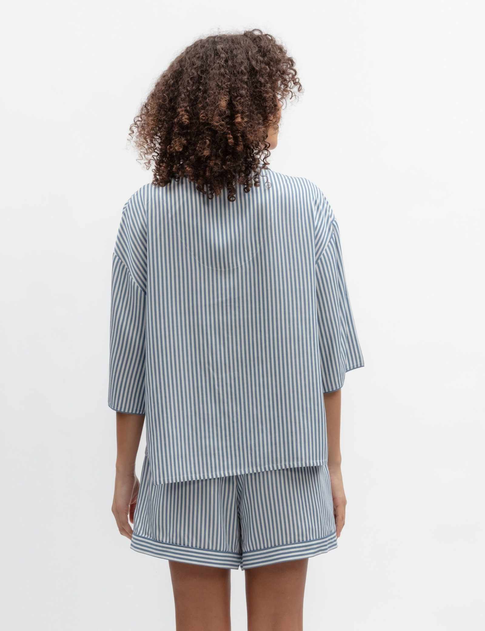 Pure Modal Striped Cuffed Hem Shortie Set - image 4