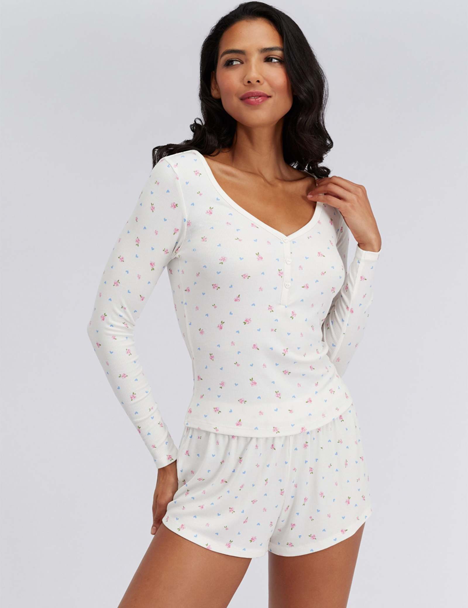 Modal Rich Heart & Floral Pyjamas in a Bag - image 1