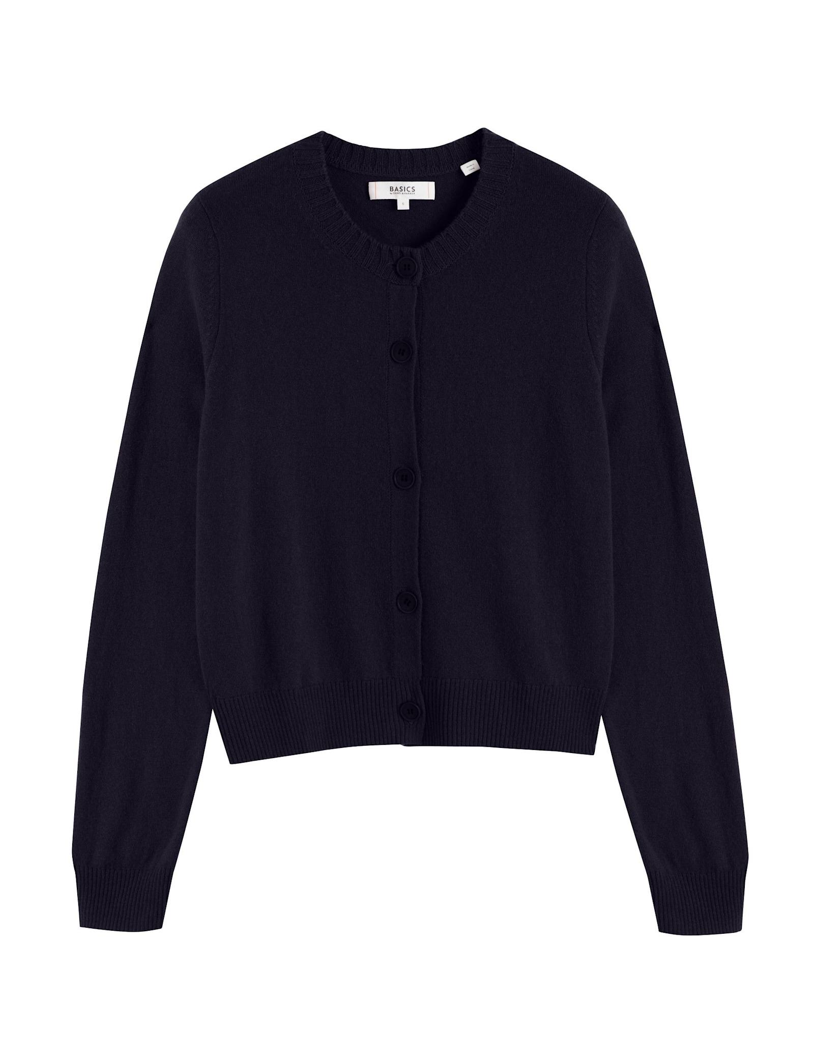Wool Rich Crew Neck Cardigan with Cashmere - image 1