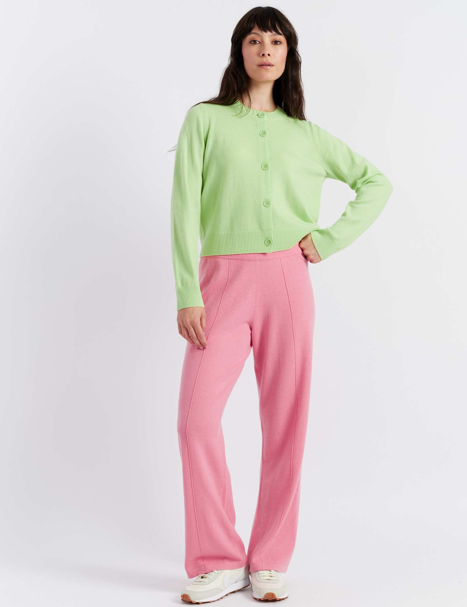 Wool Rich Crew Neck Cardigan with Cashmere - image 5