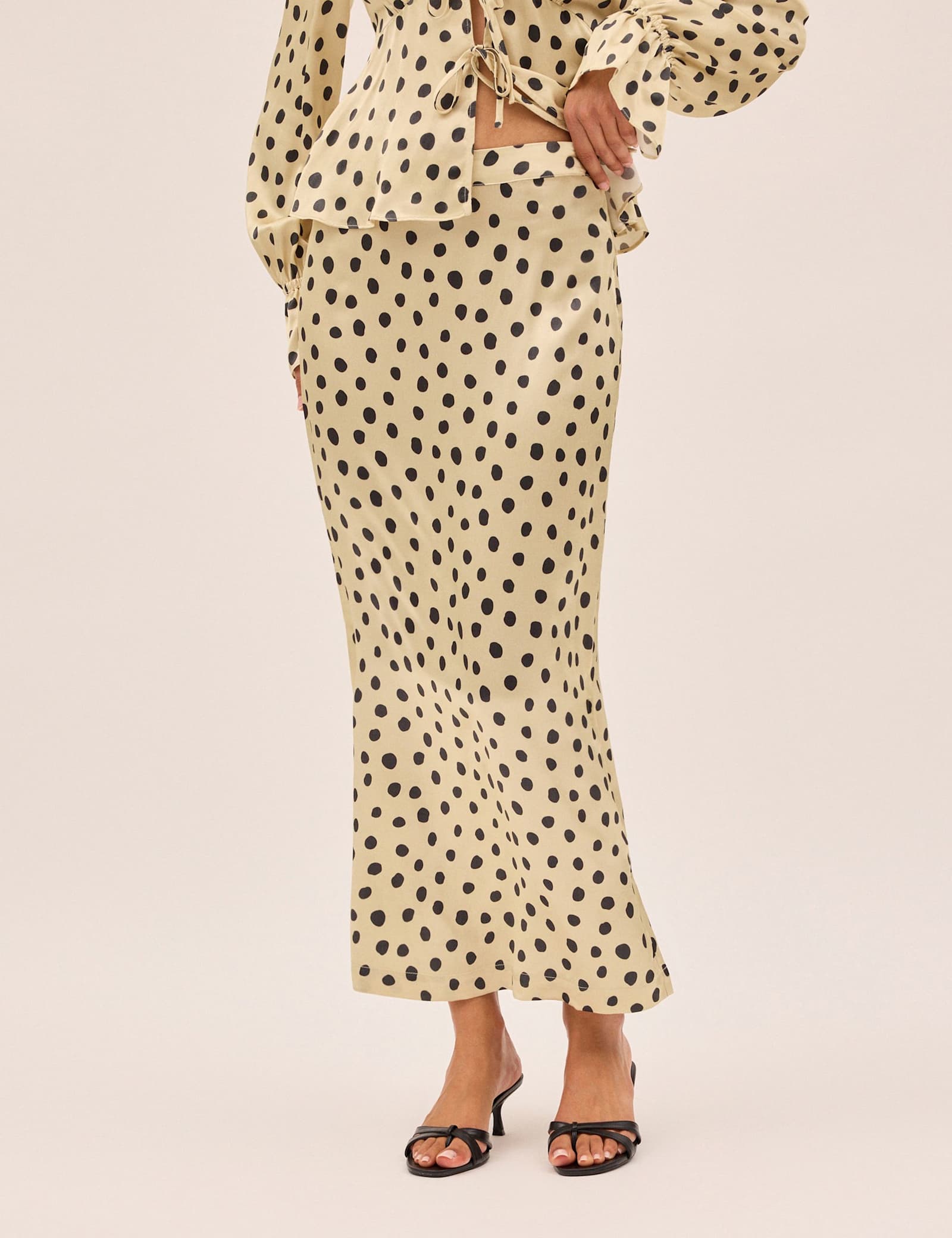 Satin Polka Dot Midi Slip Skirt - image 3