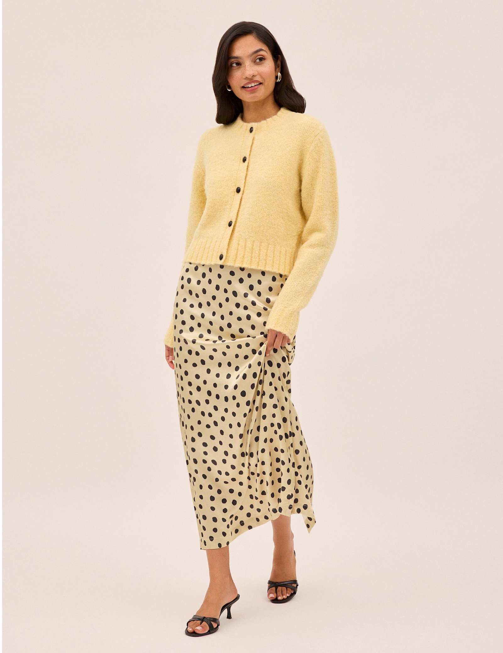 Satin Polka Dot Midi Slip Skirt - image 5