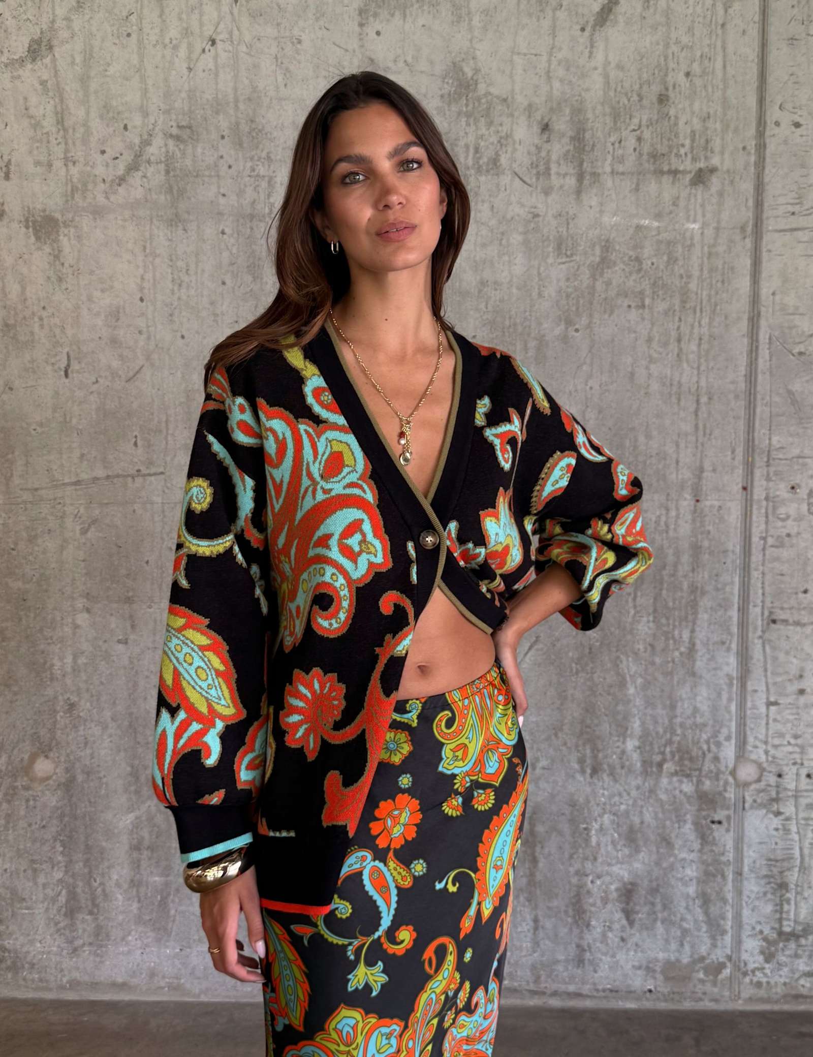 Paisley V-Neck Cardigan - image 3