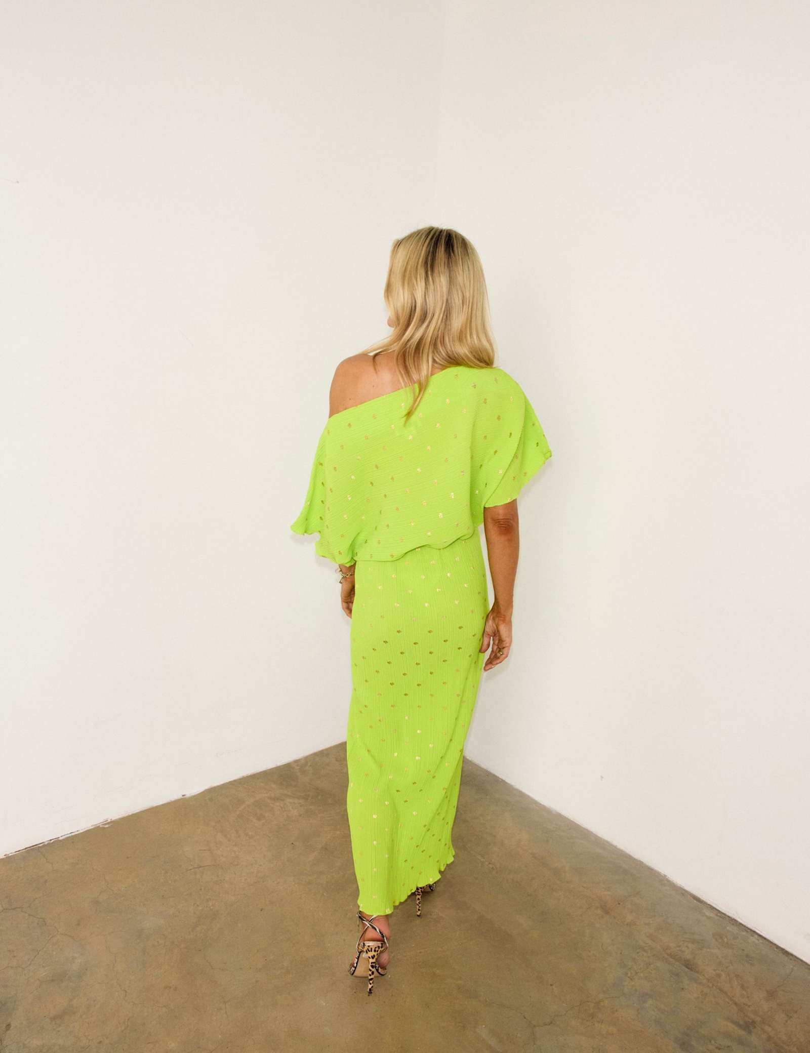 Plisse One Shoulder Midaxi Waisted Dress - image 4