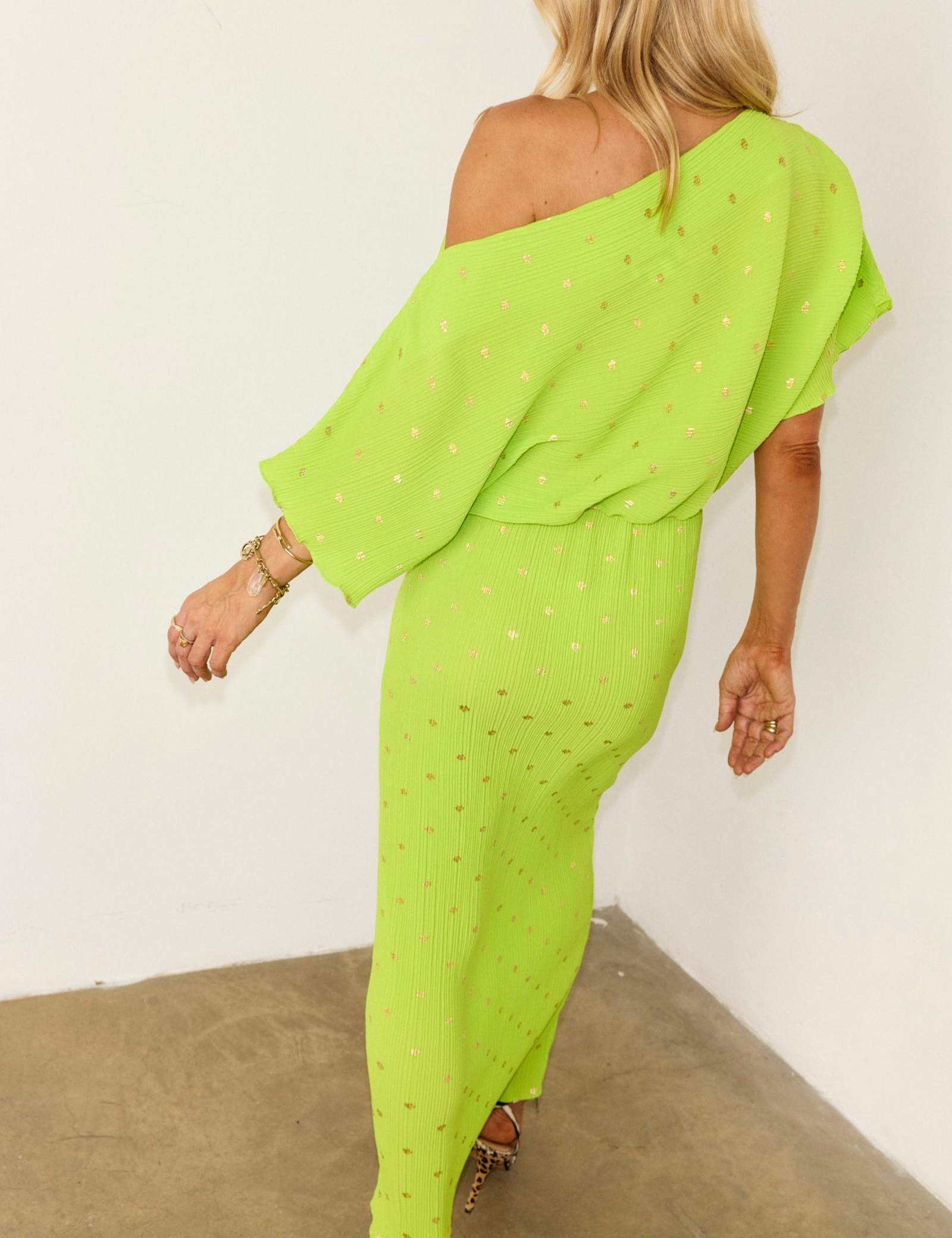 Plisse One Shoulder Midaxi Waisted Dress - image 3