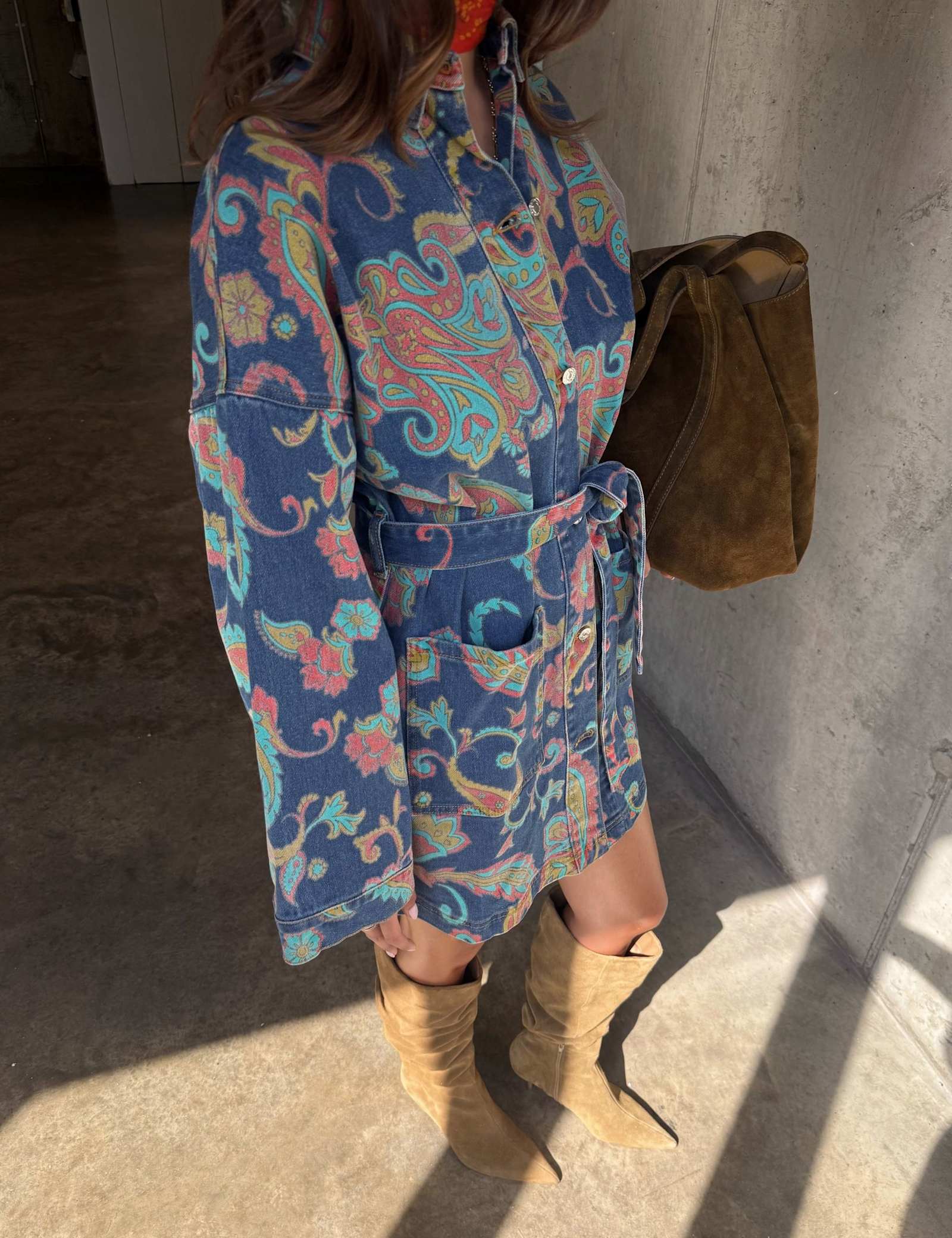 Paisley Denim Belted Shacket - image 4