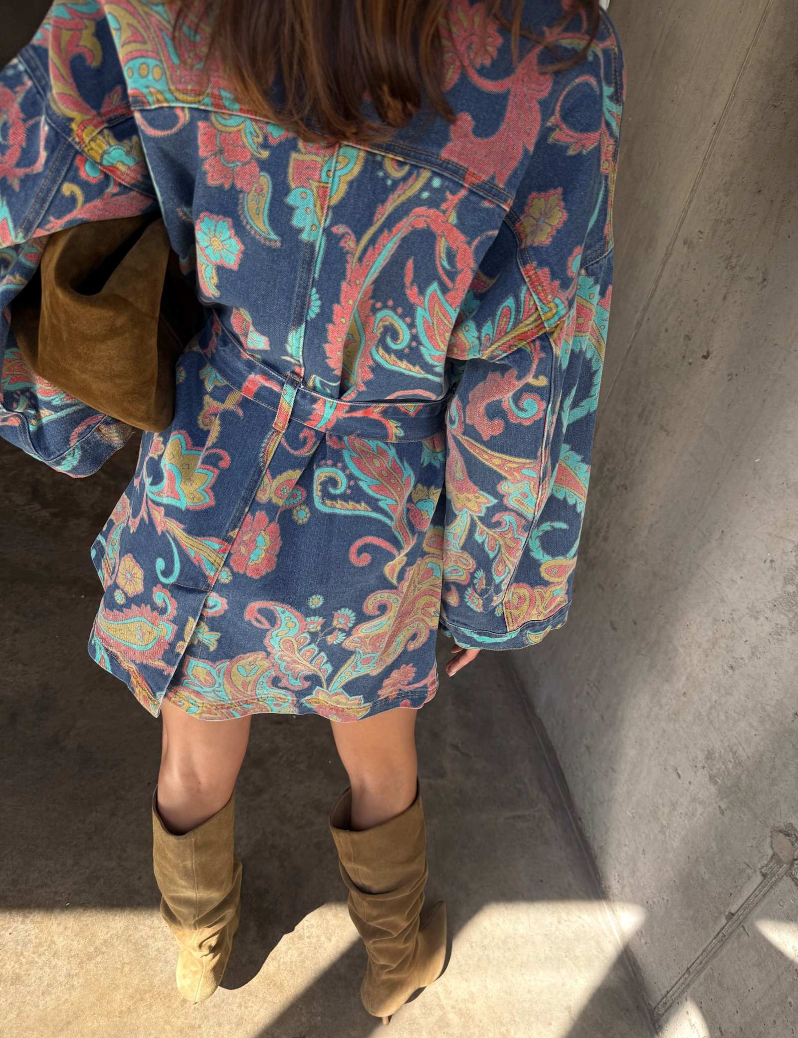 Paisley Denim Belted Shacket - image 2