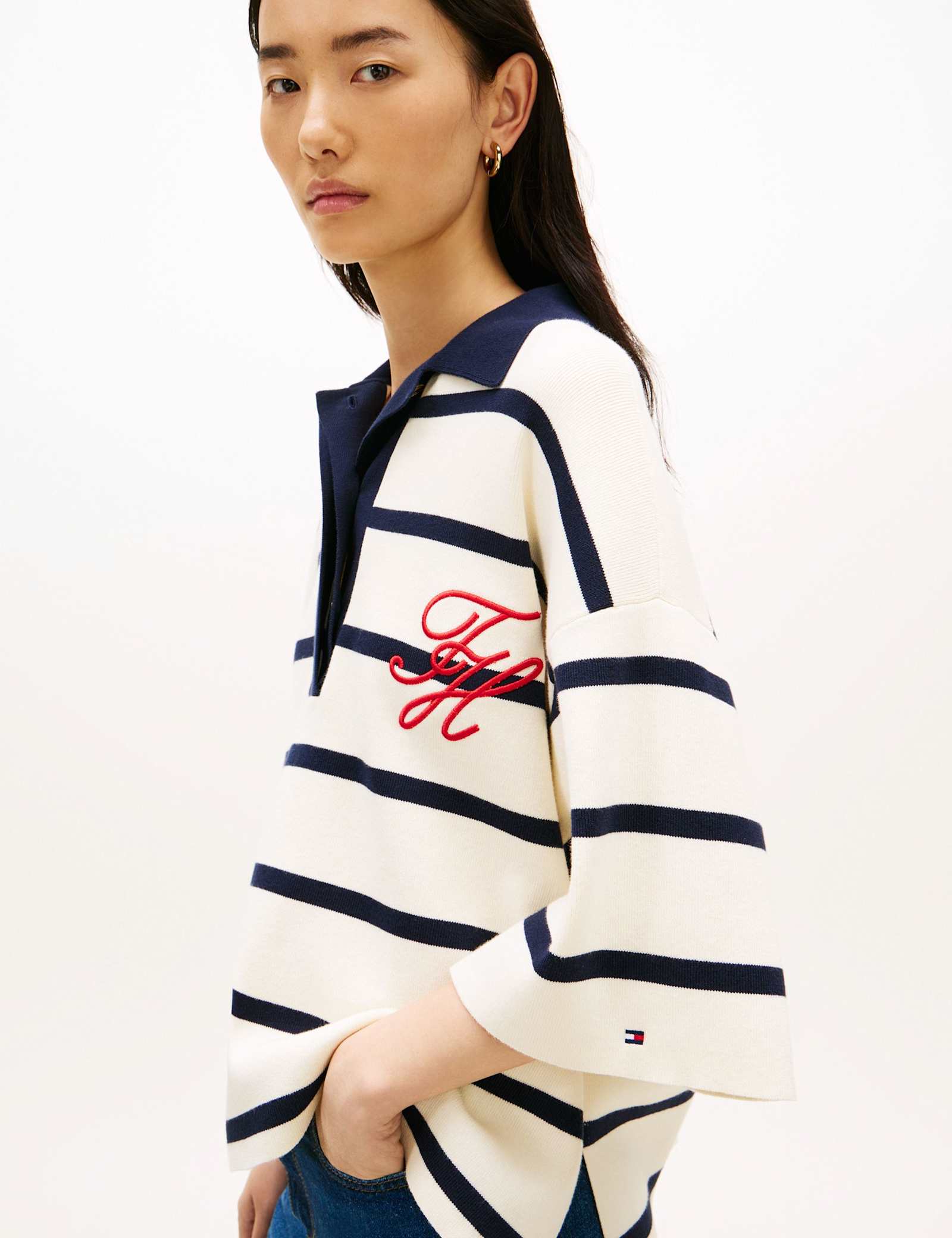 Premium Knit Pure Cotton Oversized Polo Jumper - image 3