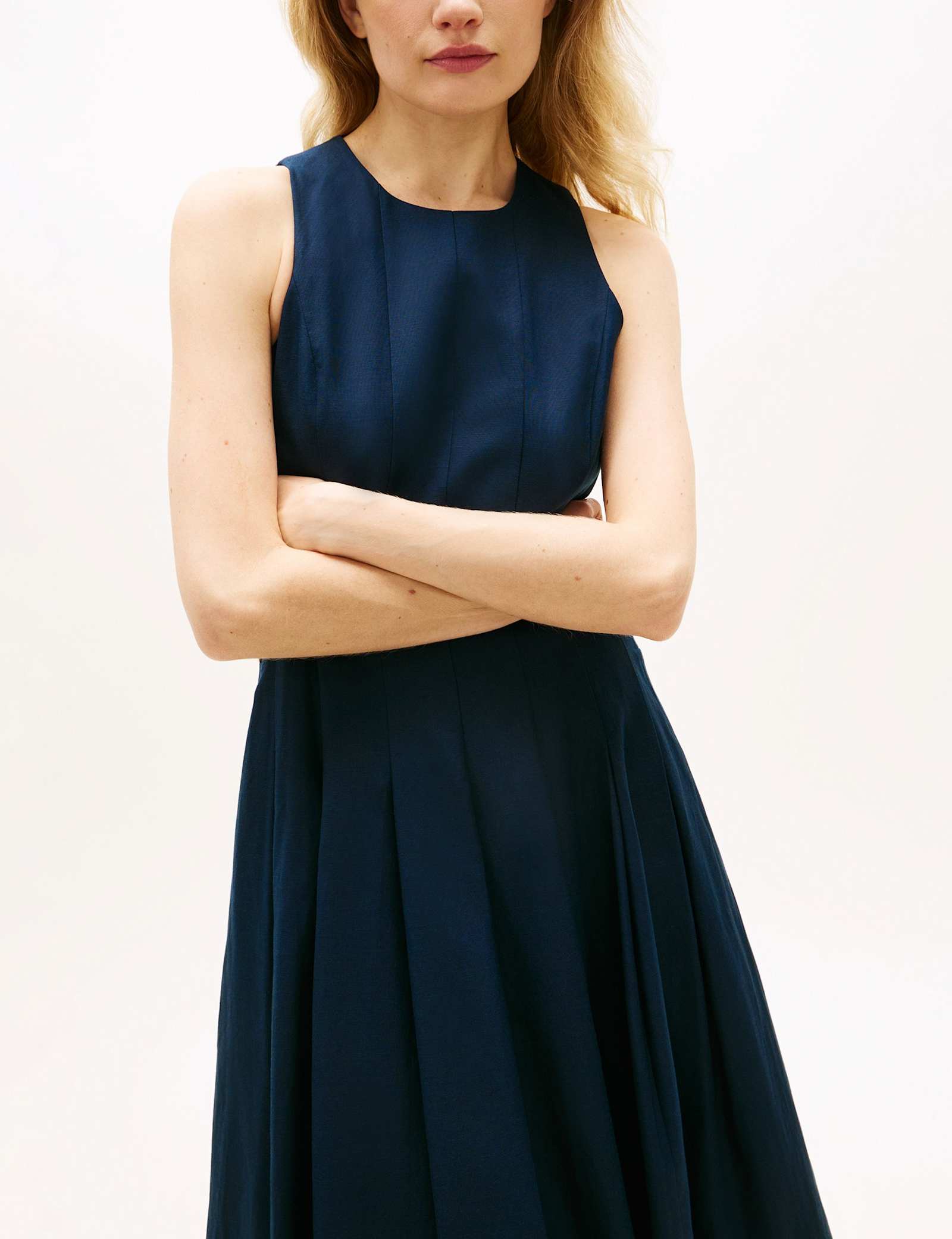 Linen Blend Midi Skater Dress - image 4