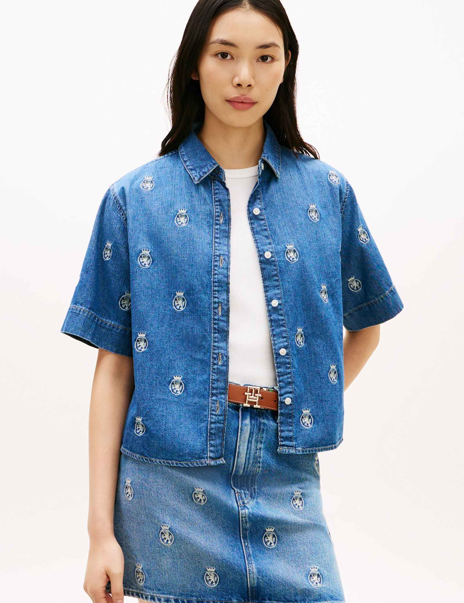 Denim Embroidered Relaxed Shirt - image 2
