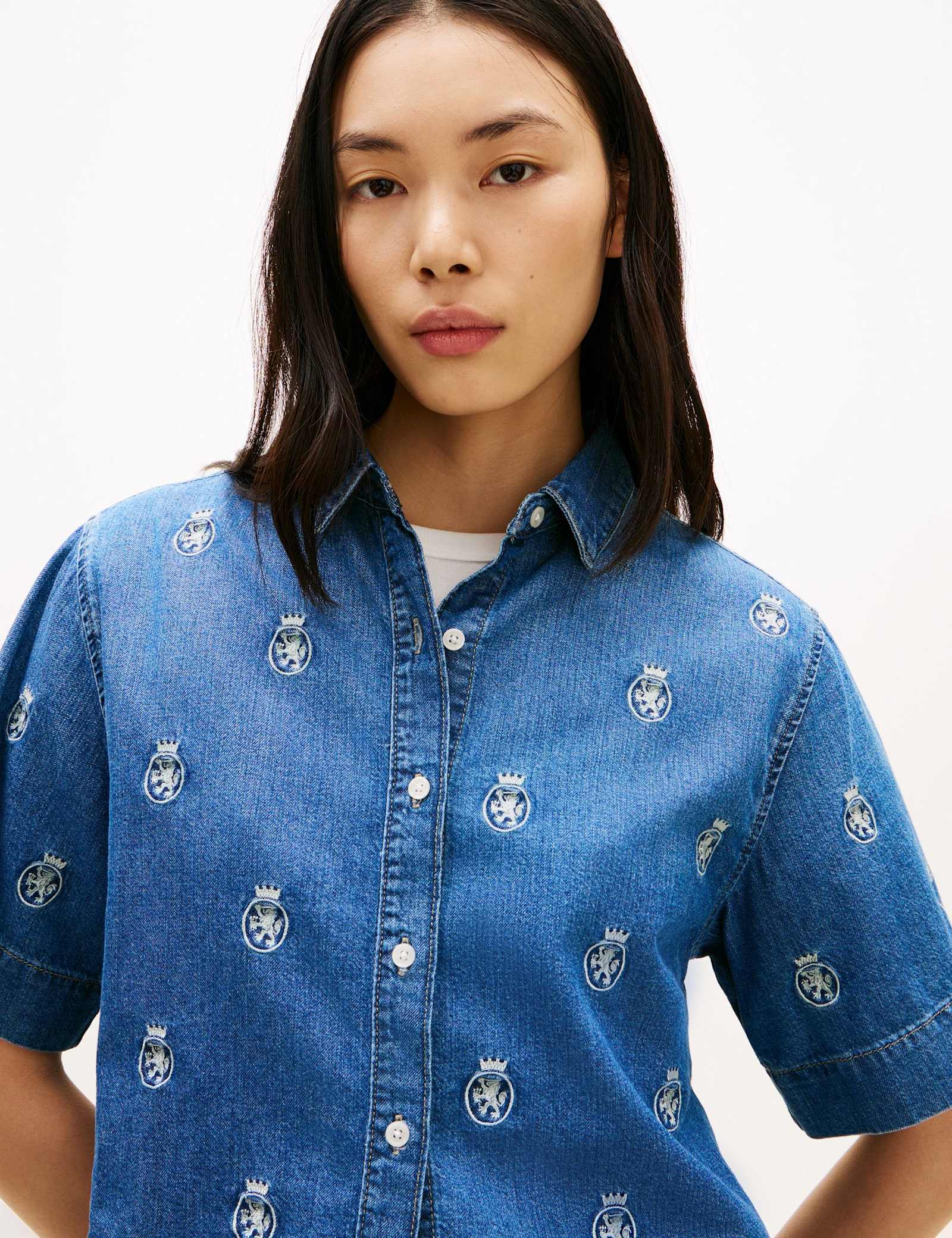 Denim Embroidered Relaxed Shirt - image 3