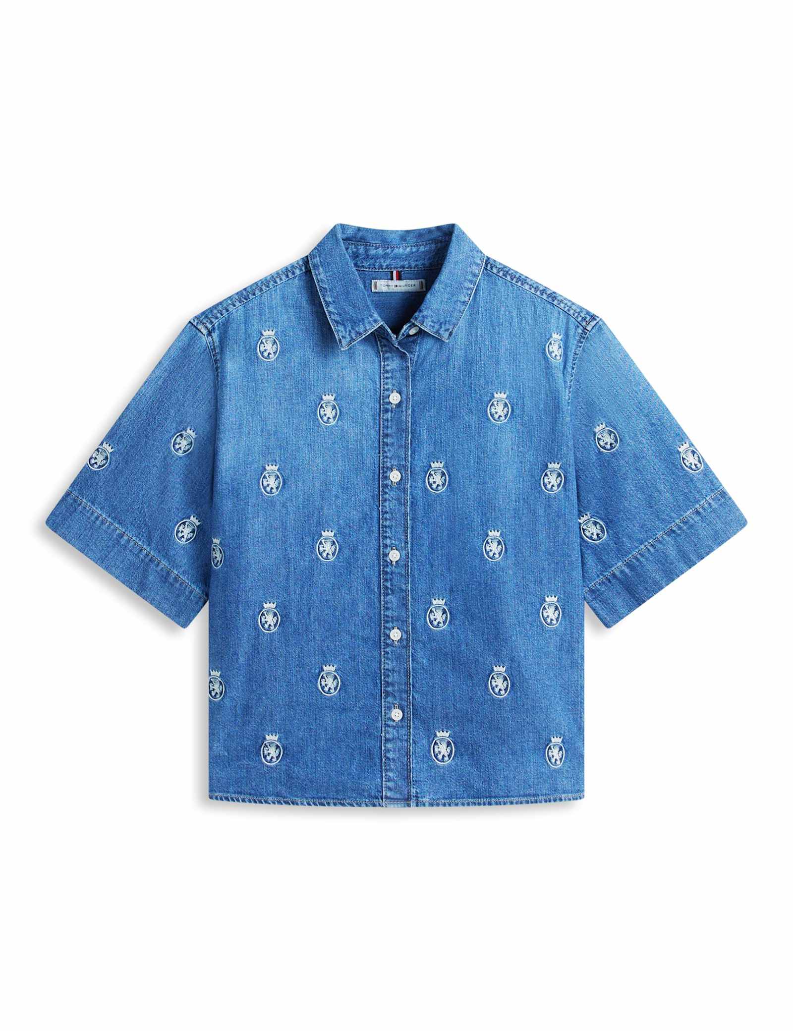 Denim Embroidered Relaxed Shirt - image 1