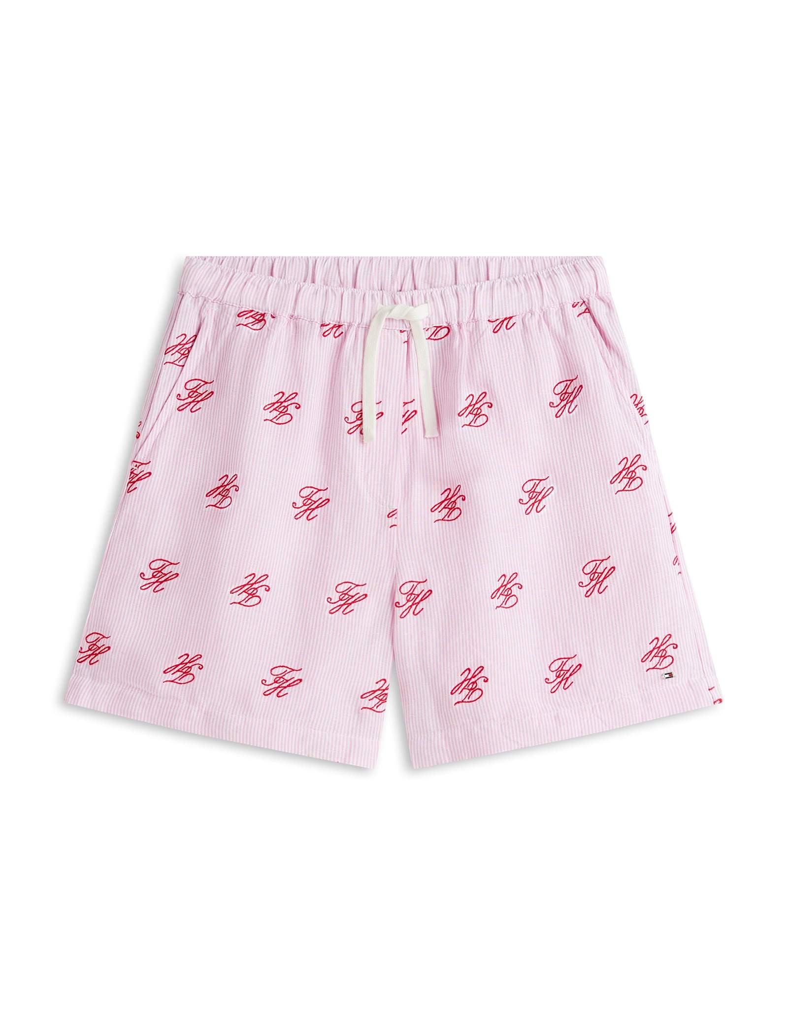 Linen Blend Striped High Waisted Shorts - image 1
