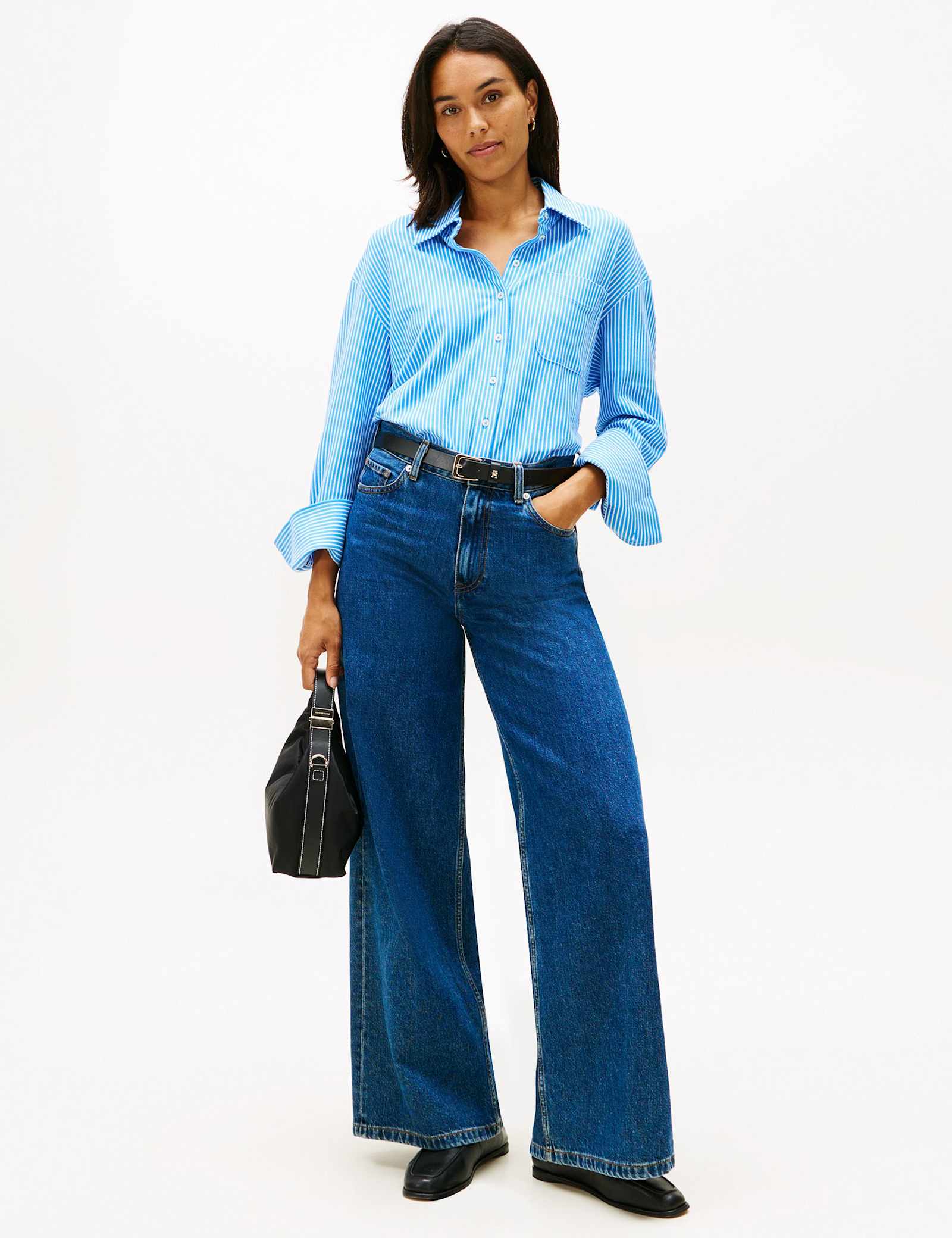Cotton Rich Striped Collared Relaxed Shirt - image 4