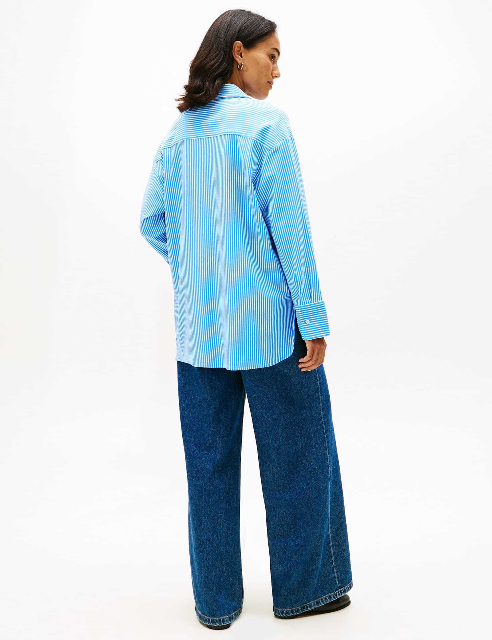 Cotton Rich Striped Collared Relaxed Shirt - image 3