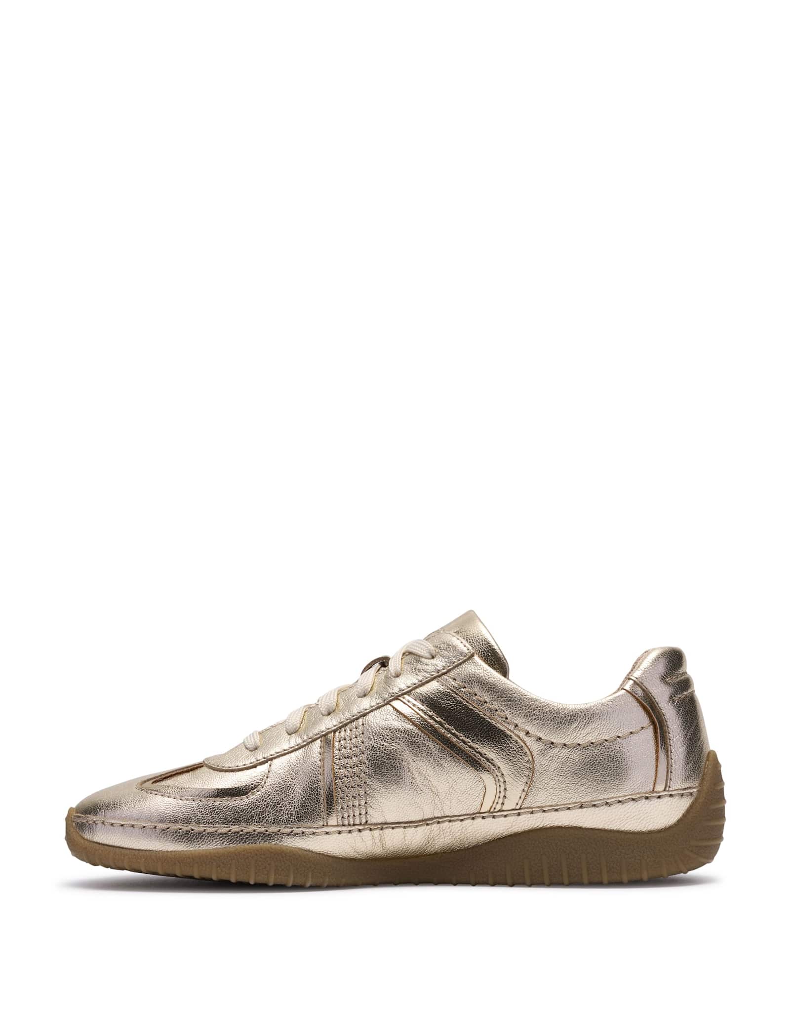 Leather Lace Up Metallic Trainers - image 3