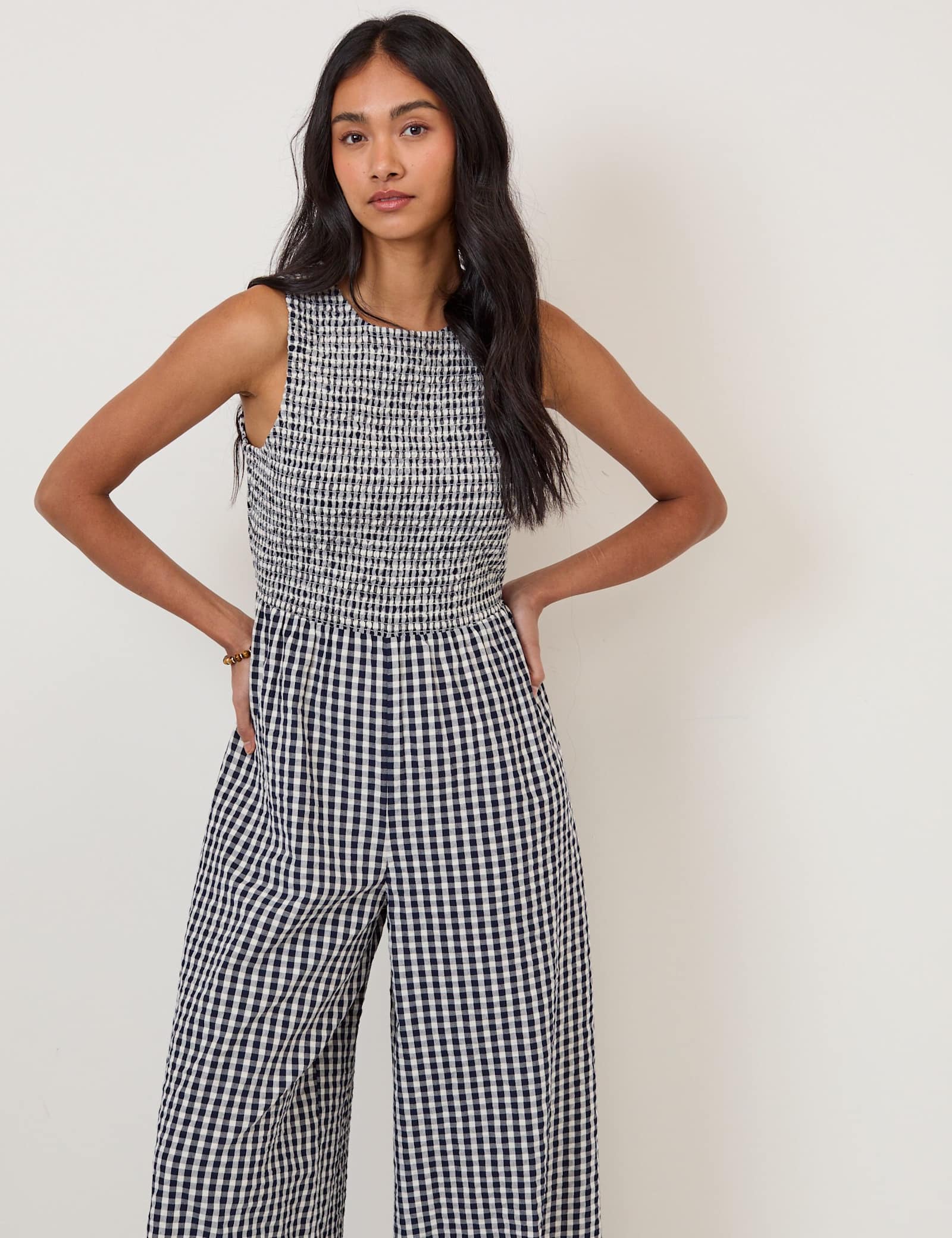Pure Cotton Checked Wide Leg Jumpsuit - image 4
