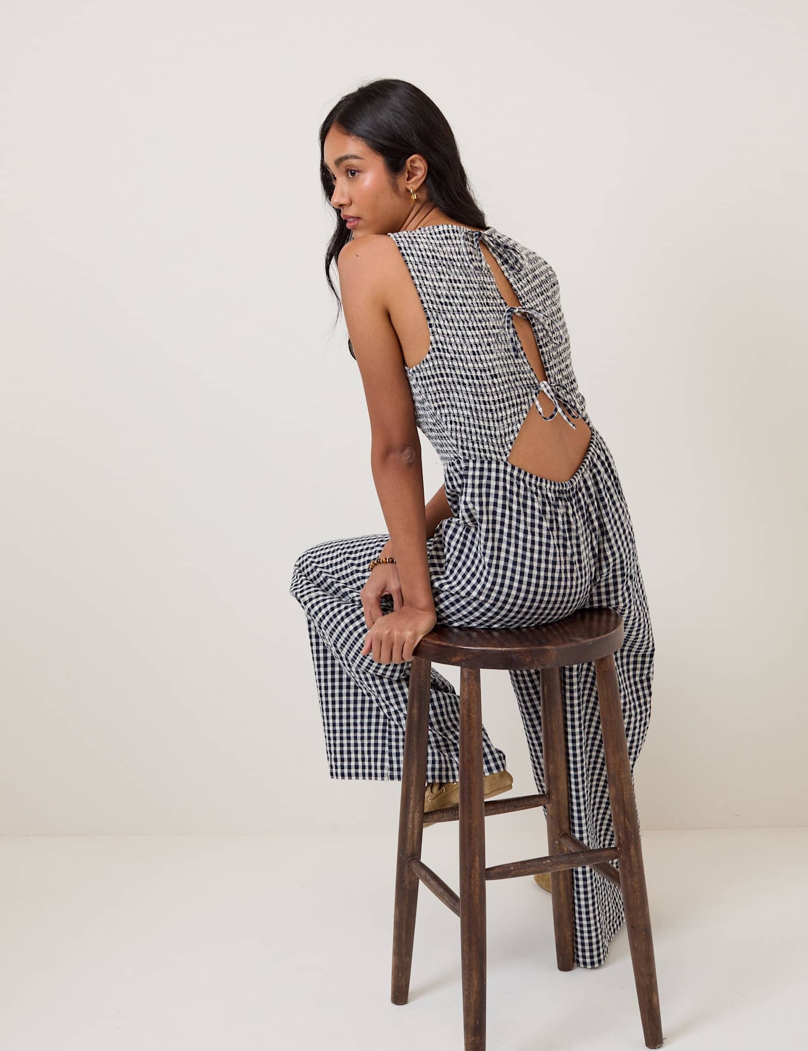 Pure Cotton Checked Wide Leg Jumpsuit - image 3