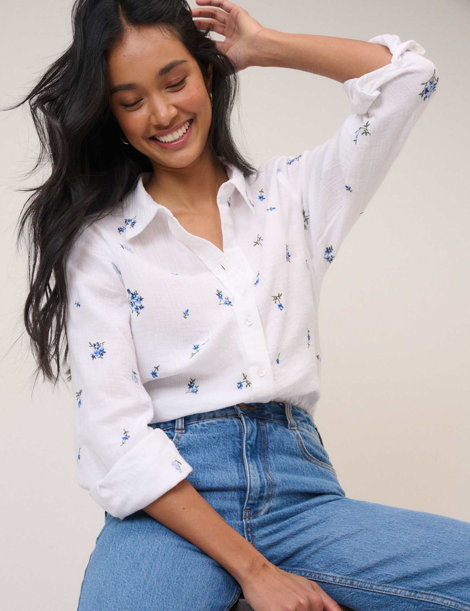 Pure Cotton Embroidered Floral Shirt - image 2