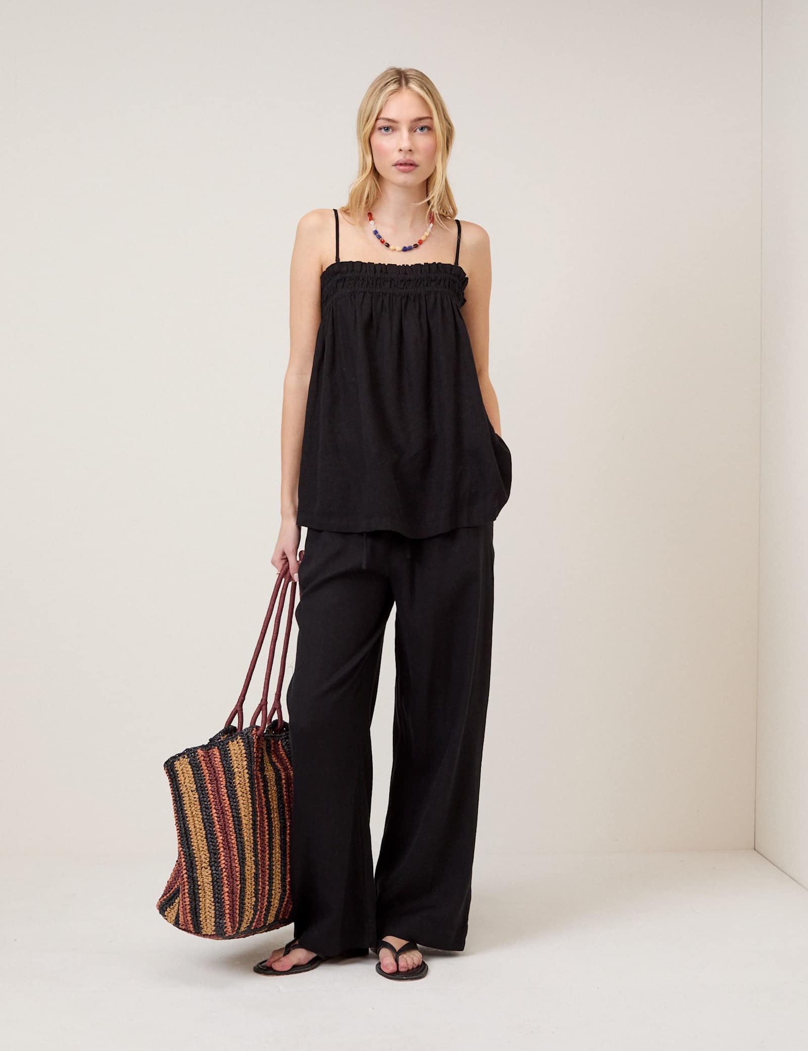 Linen Rich Square Neck Relaxed Cami Top - image 1