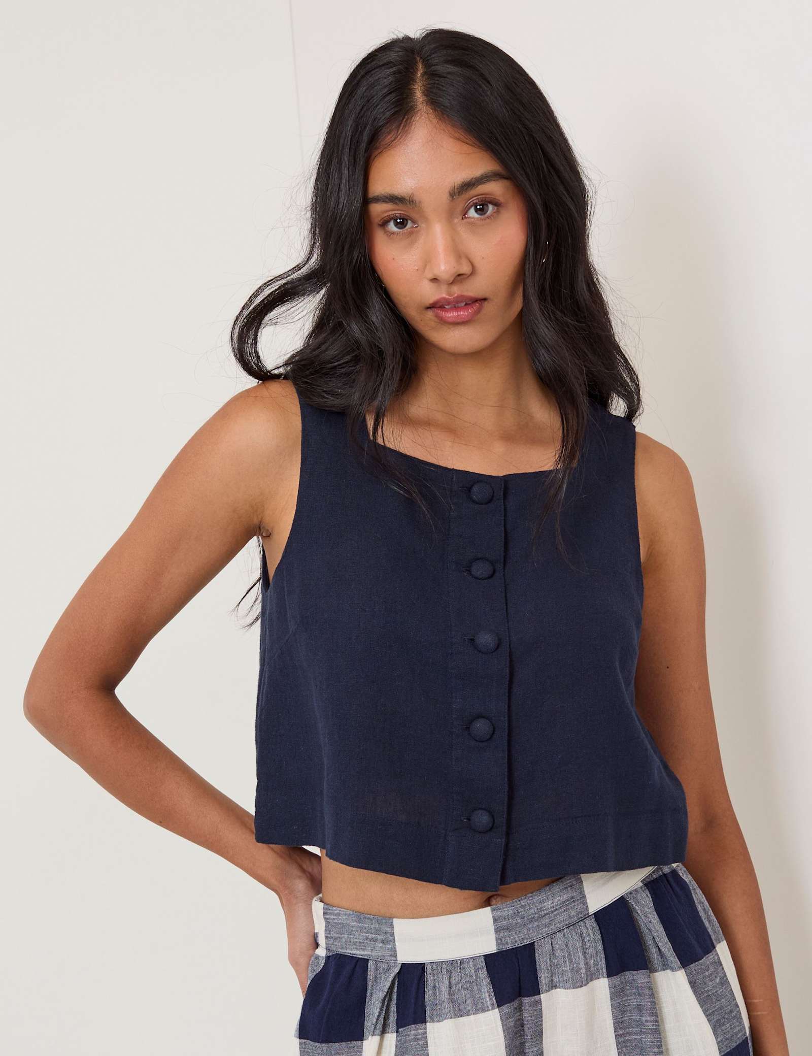 Linen Rich Square Neck Top - image 2