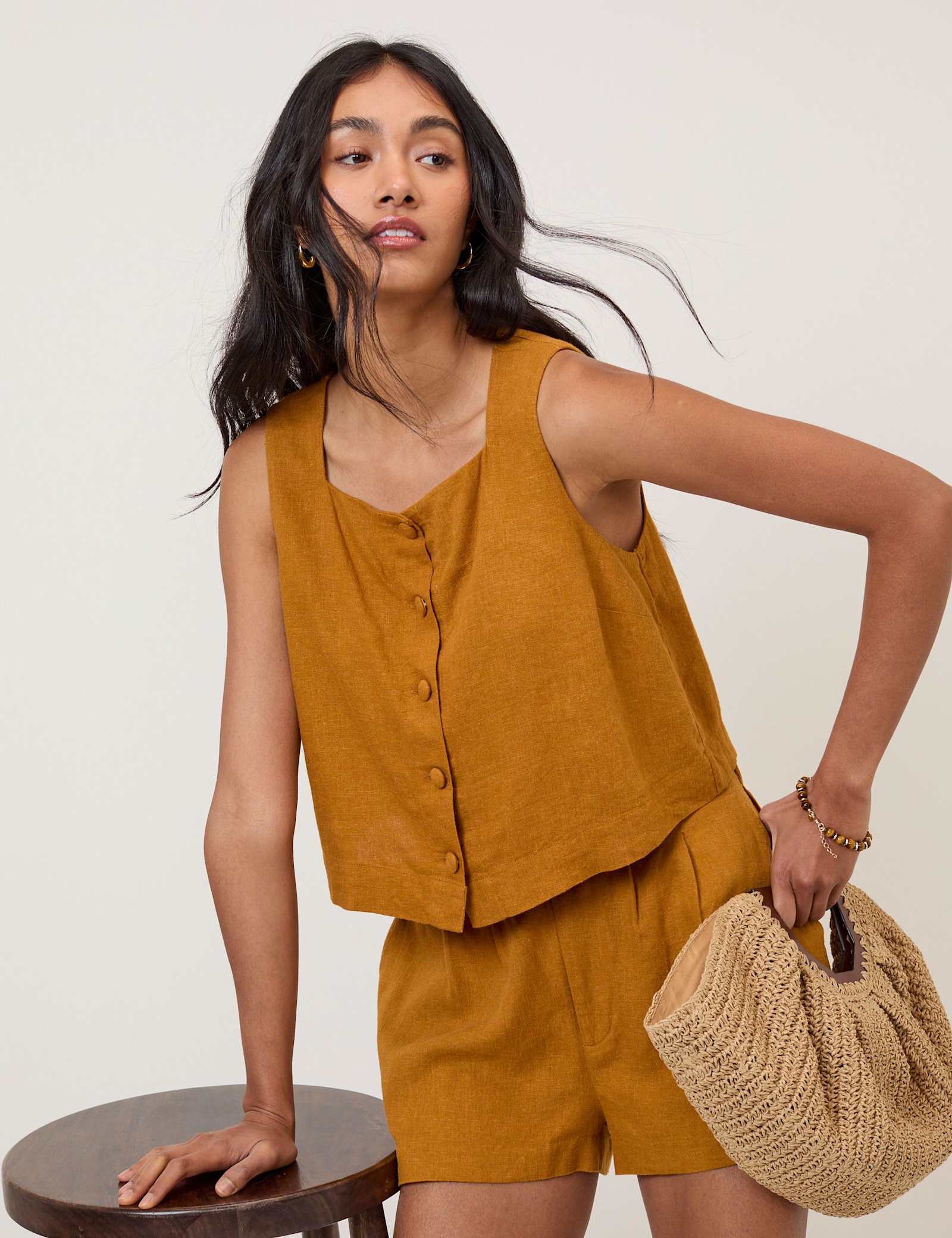 Linen Rich Square Neck Top - image 3