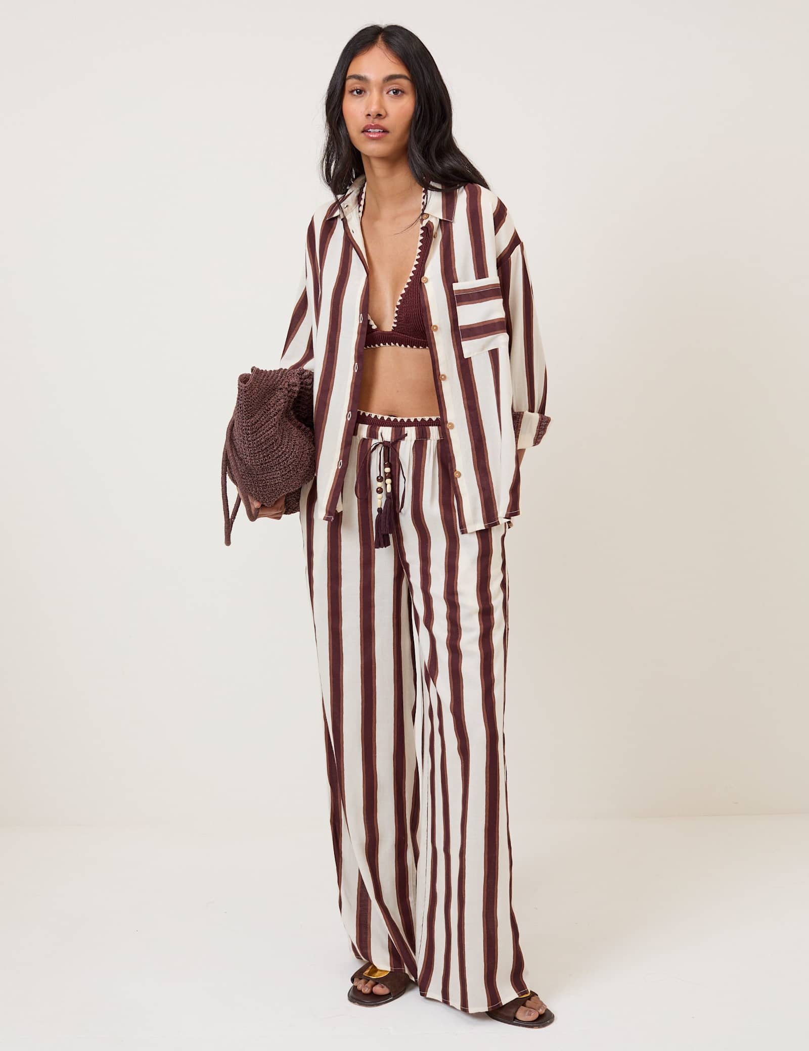 Striped Collared Shirt with Linen - image 5
