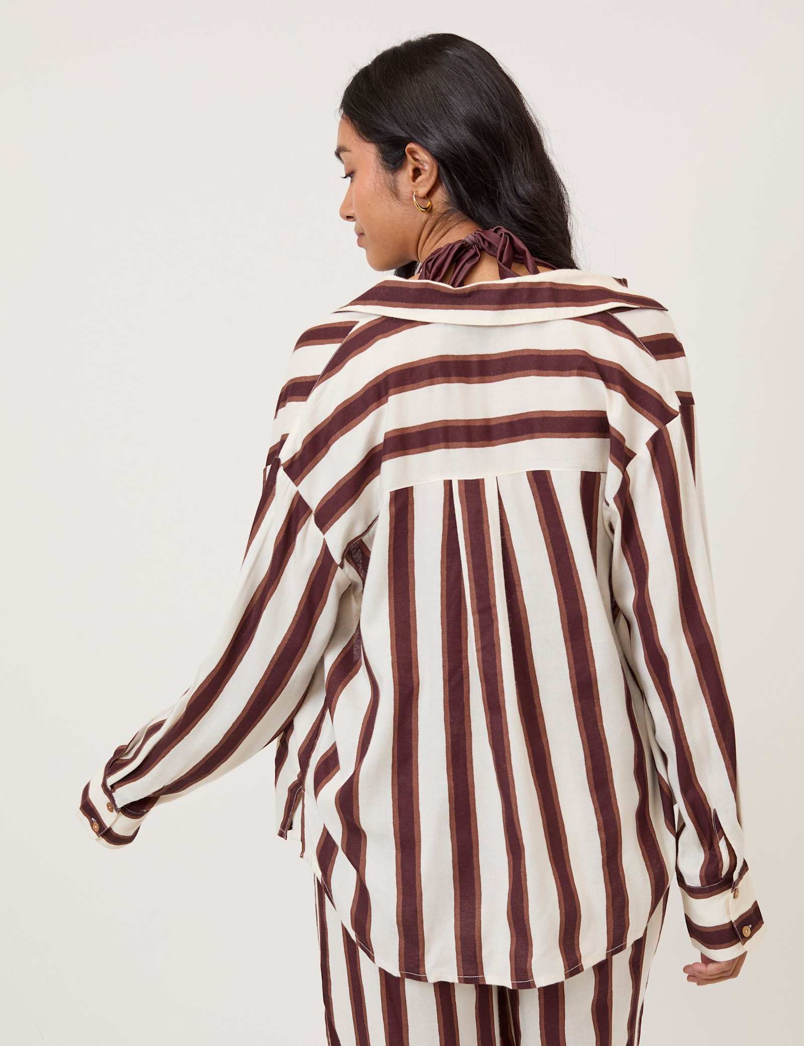 Striped Collared Shirt with Linen - image 2