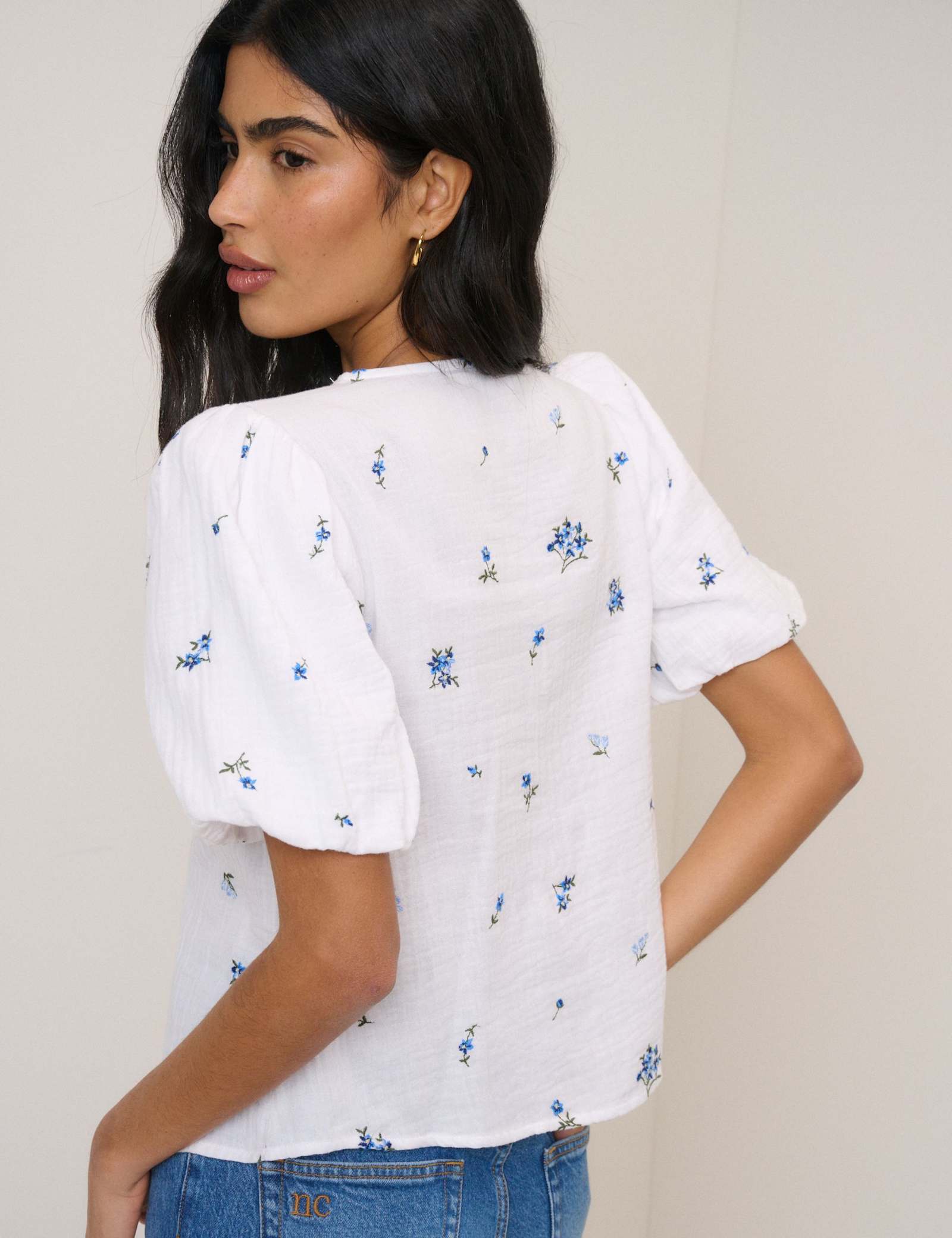 Pure Cotton V-Neck Blouse - image 2