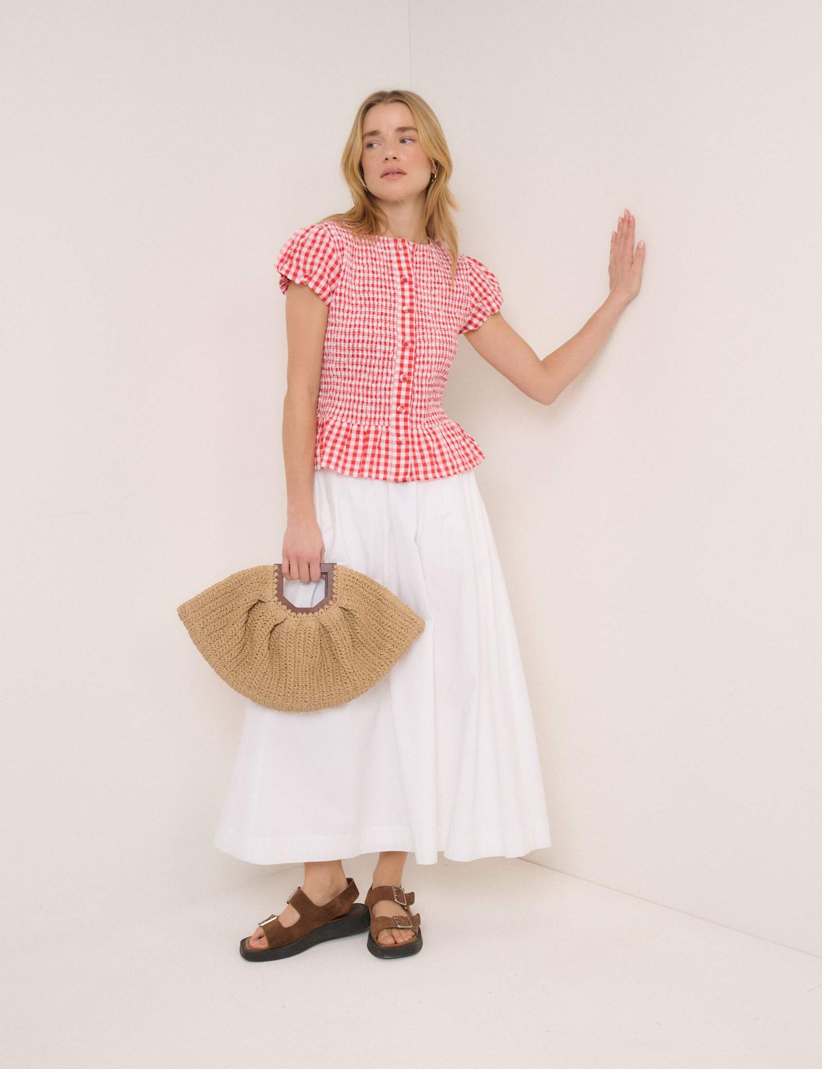 Pure Cotton Crew Neck Peplum Top - image 5