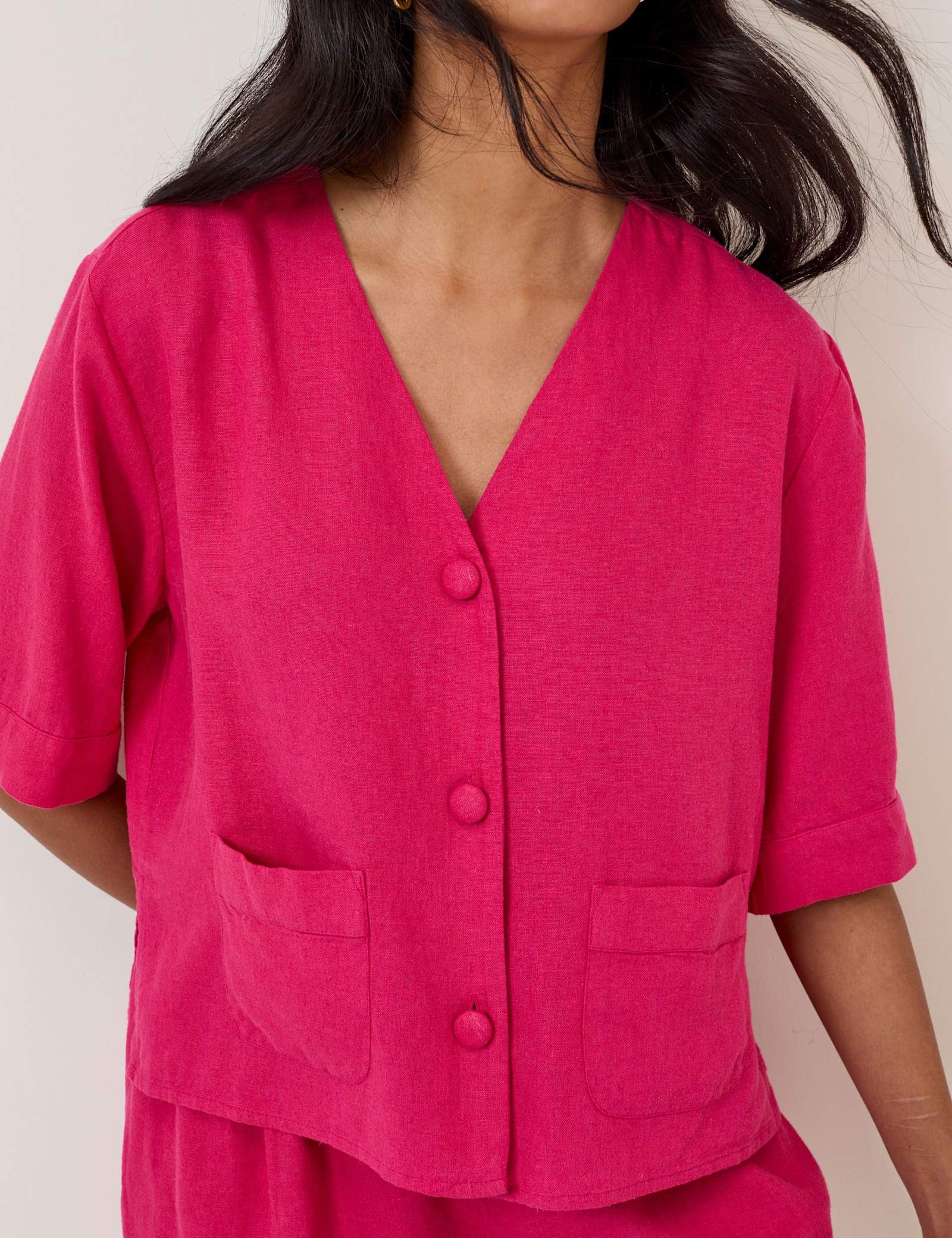 Linen Rich V-Neck Relaxed Shirt - image 4