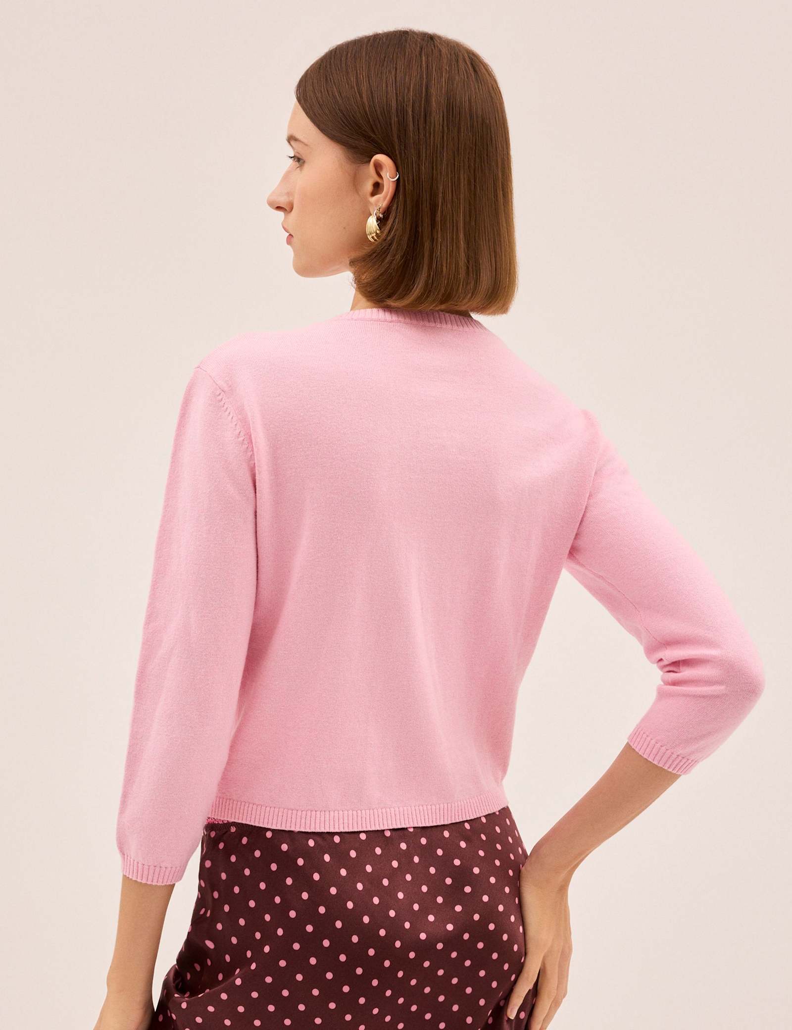 Cotton Rich Button Front Cropped Cardigan - image 3