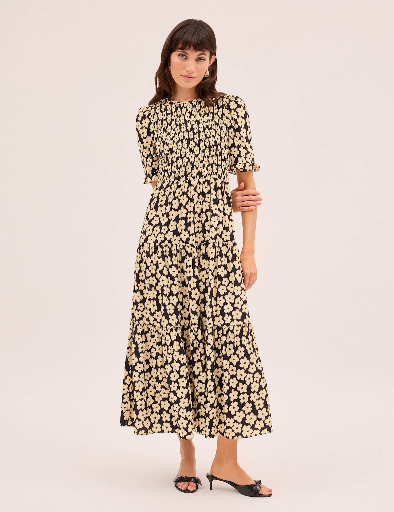 Floral Shirred Maxi Tiered Dress - image 5