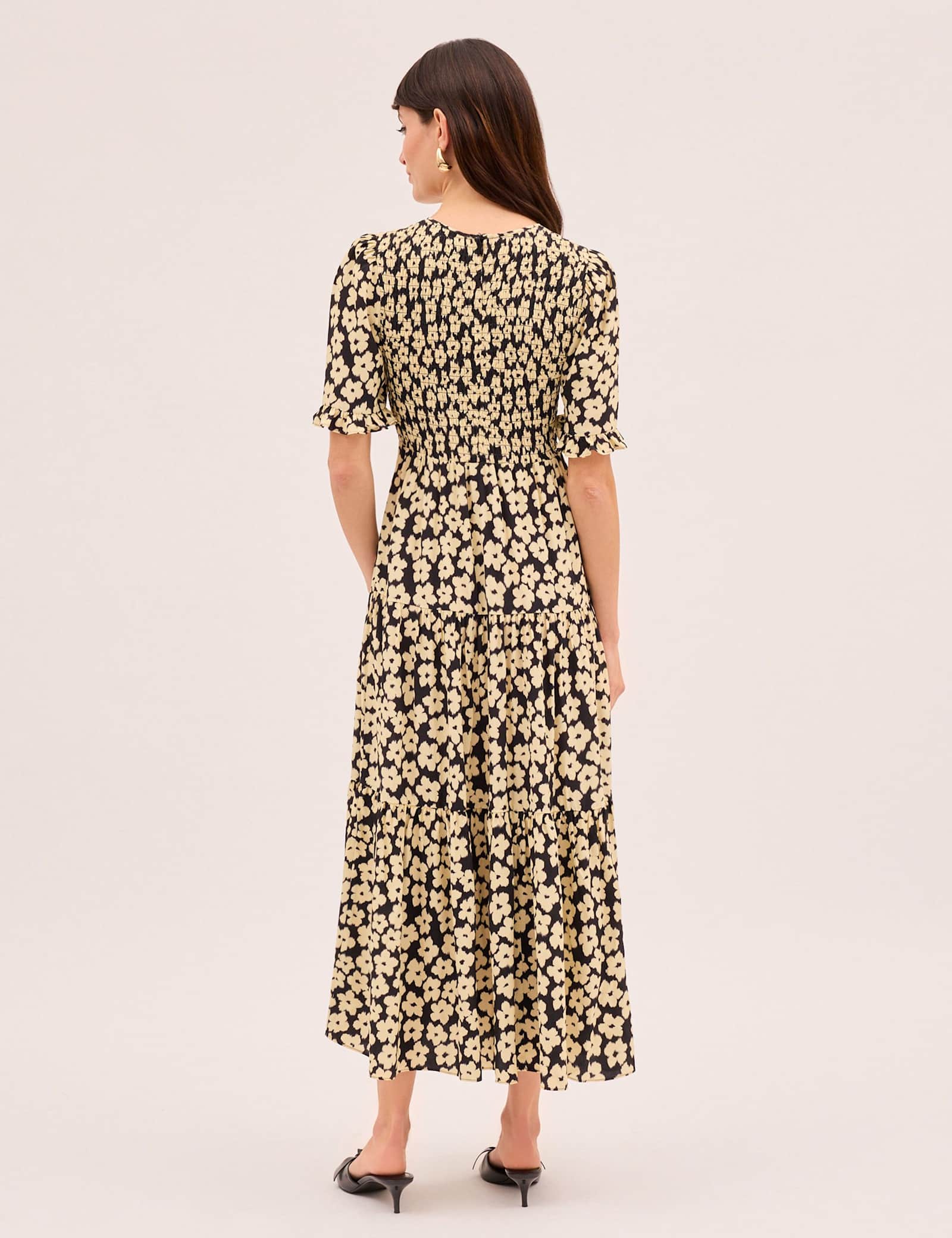 Floral Shirred Maxi Tiered Dress - image 4