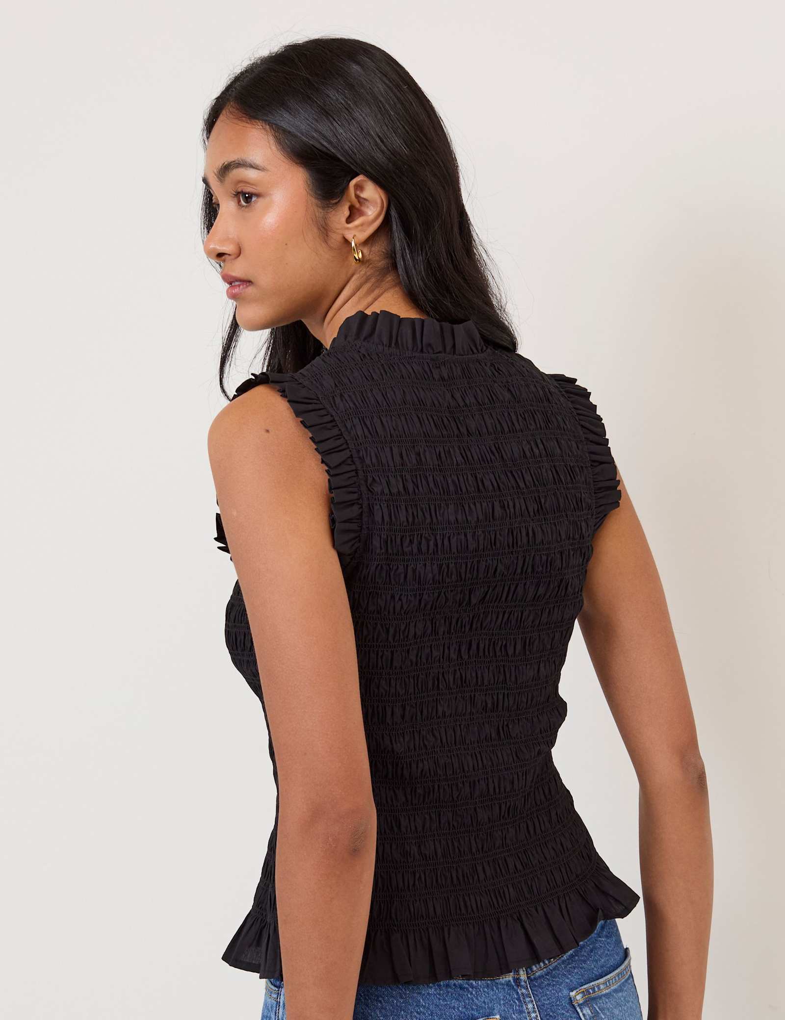 Pure Cotton V-Neck Fitted Top - image 2