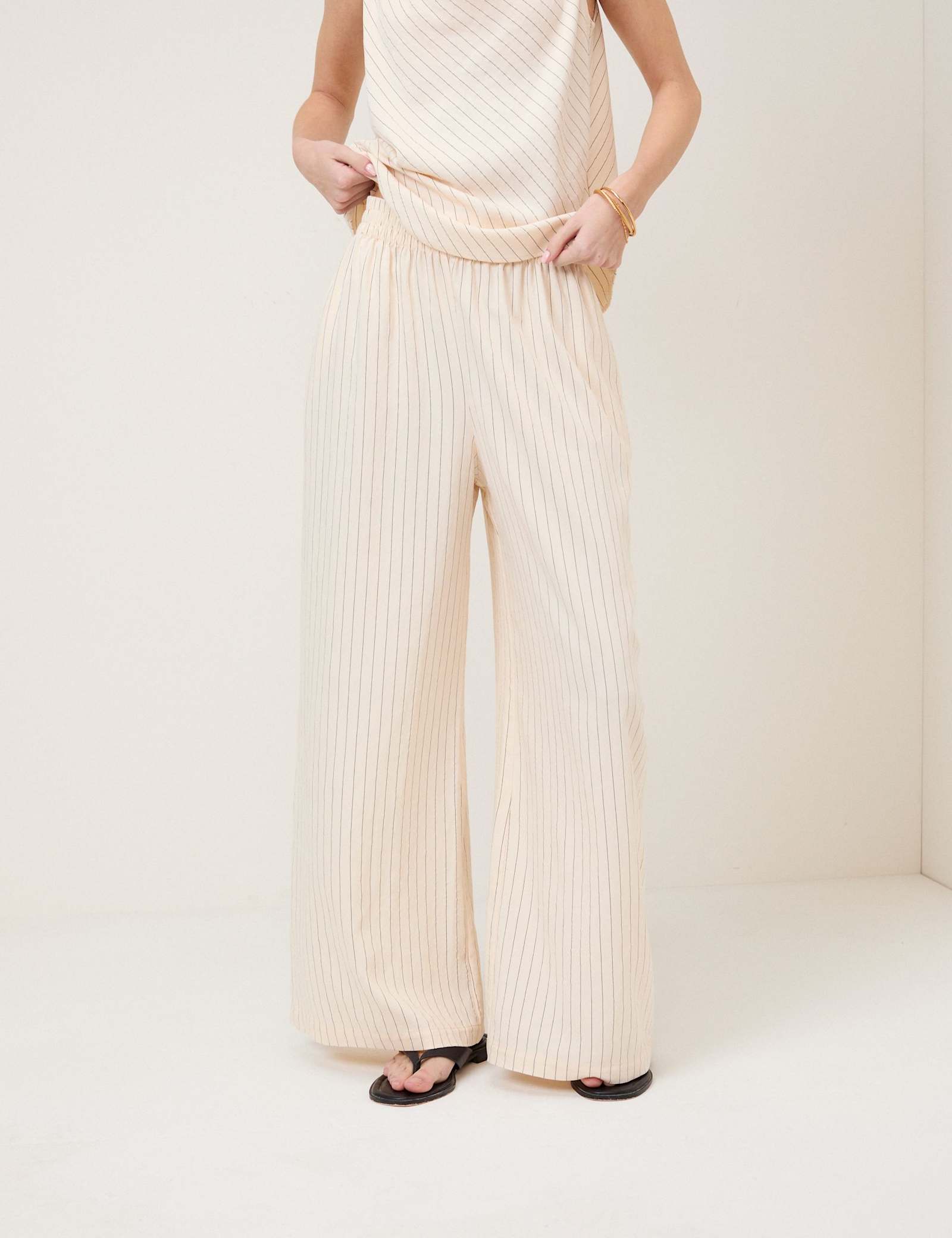 Striped Elasticated Waist Wide Leg Trousers - image 3