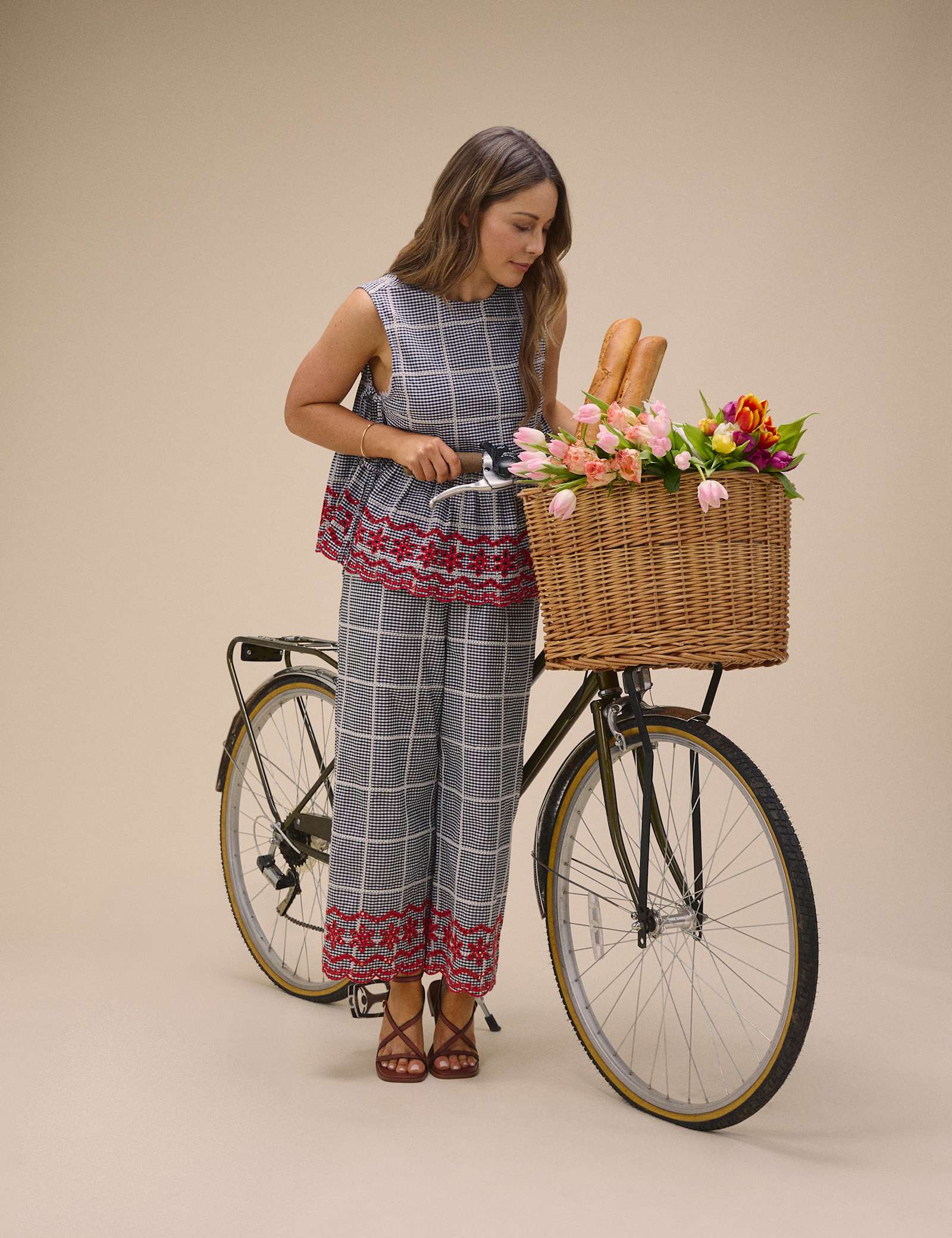 Pure Cotton Checked Cropped Trousers - image 1