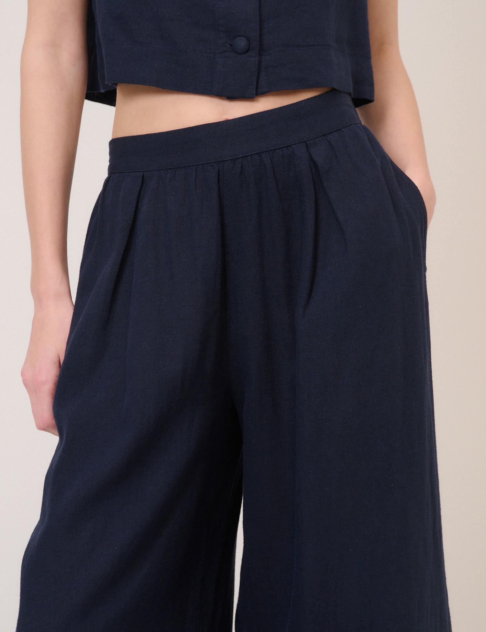 Linen Rich Elasticated Wide Leg Trousers - image 2