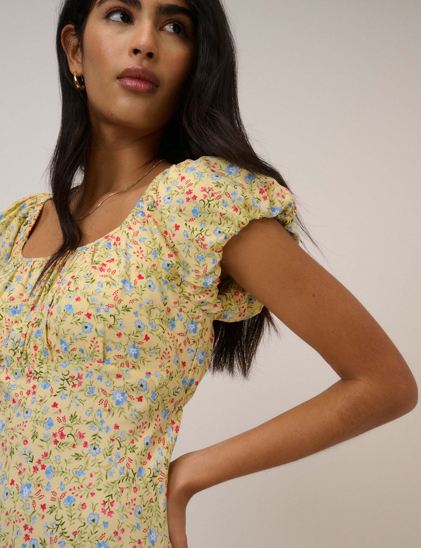 Floral Square Neck Midi Tea Dress - image 5