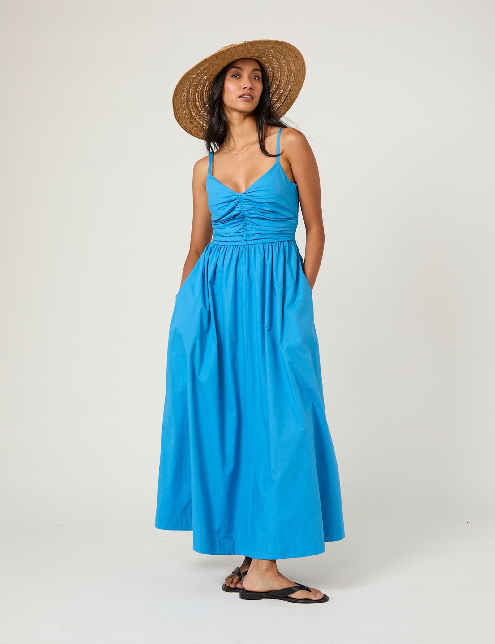 Pure Cotton Strappy Midi Skater Dress - image 3