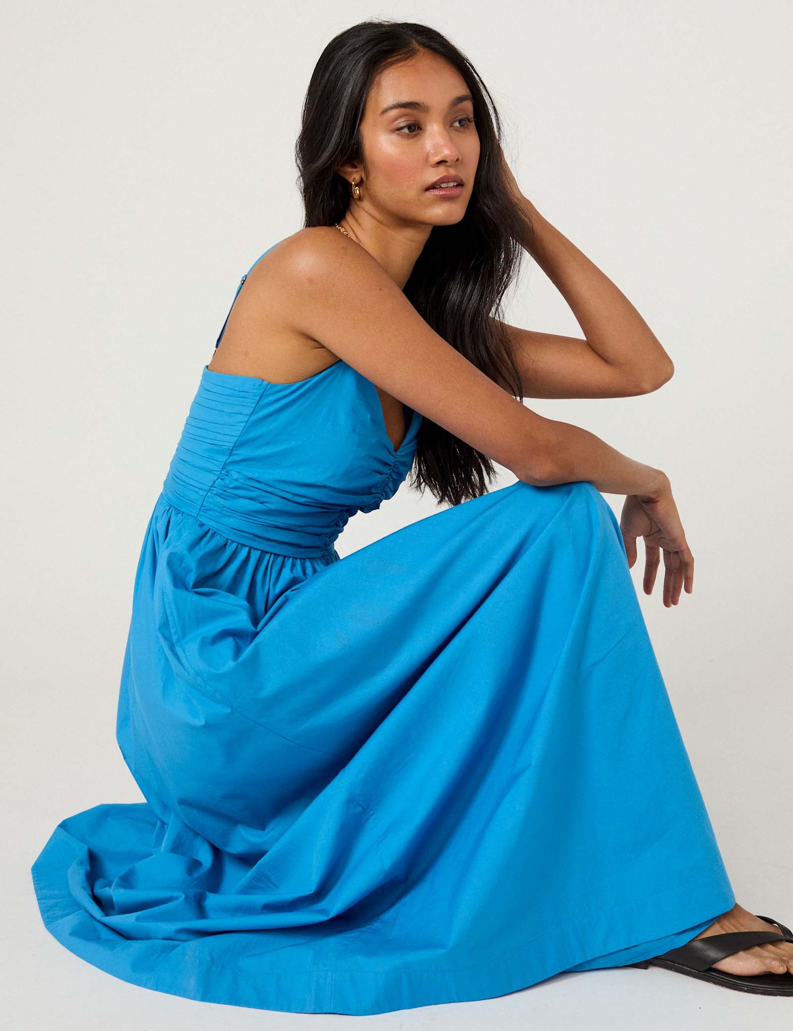 Pure Cotton Strappy Midi Skater Dress - image 2